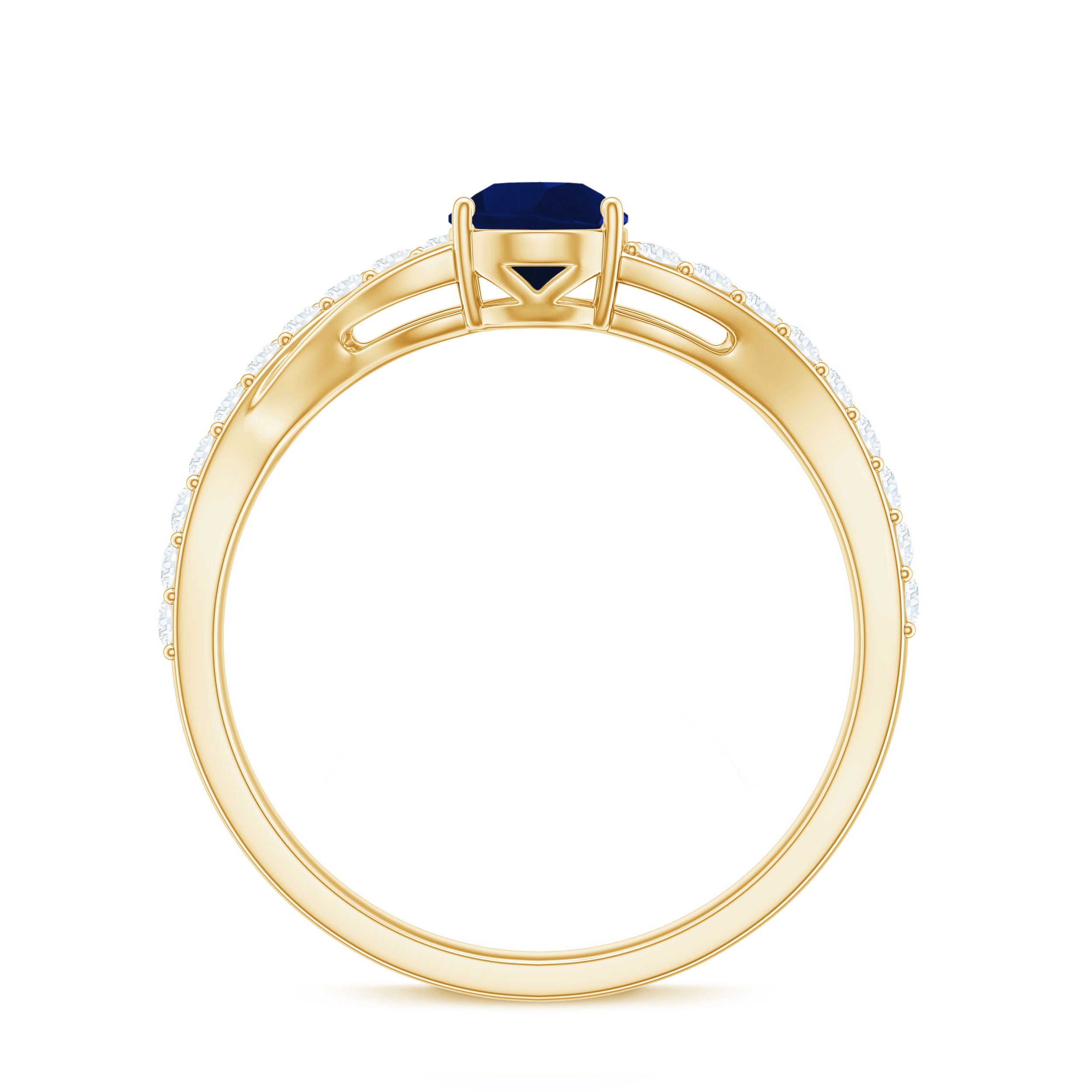 Genuine 0.5 Carat Pear Shaped Blue Sapphire Split Shank Engagement Ring with Certificate AAA - Rosec Jewels