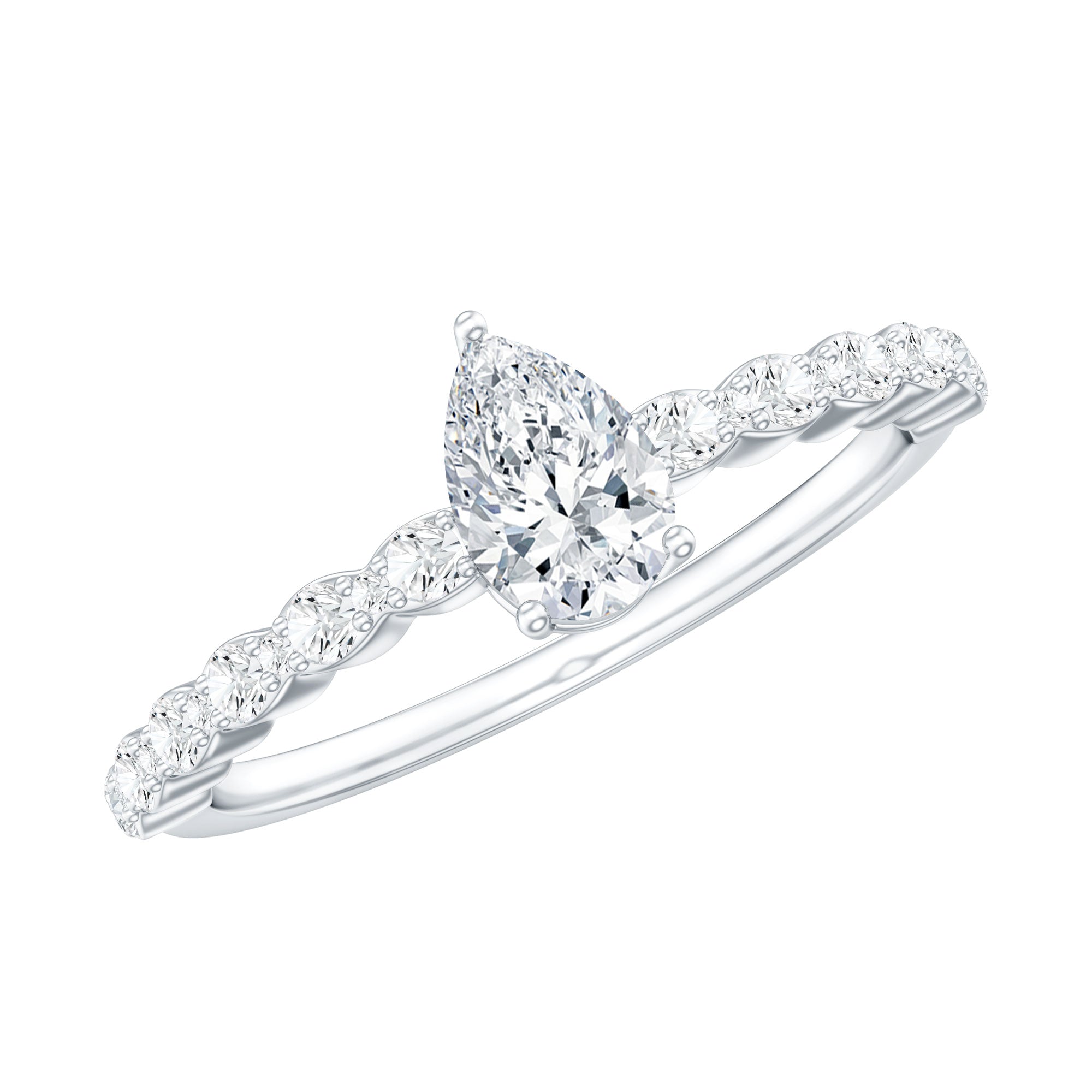 Pear Shape Solitaire Moissanite Promise Ring For Her D-VS1 - Rosec Jewels