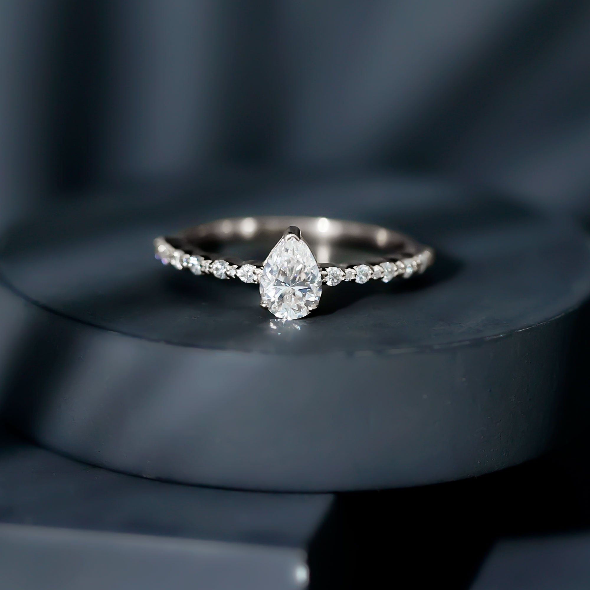 Pear Shape Solitaire Moissanite Promise Ring For Her D-VS1 - Rosec Jewels