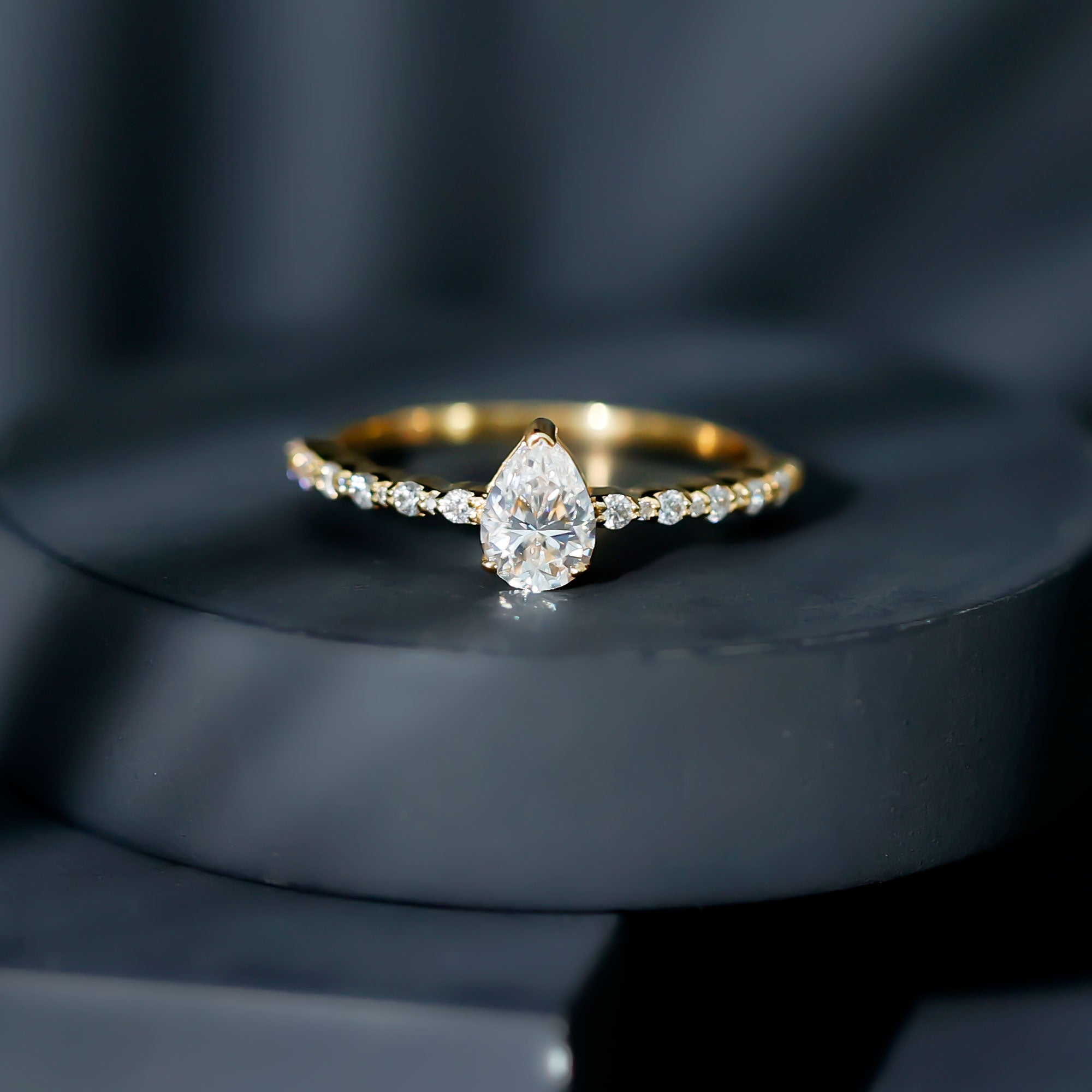 Pear Shape Solitaire Moissanite Promise Ring For Her D-VS1 - Rosec Jewels