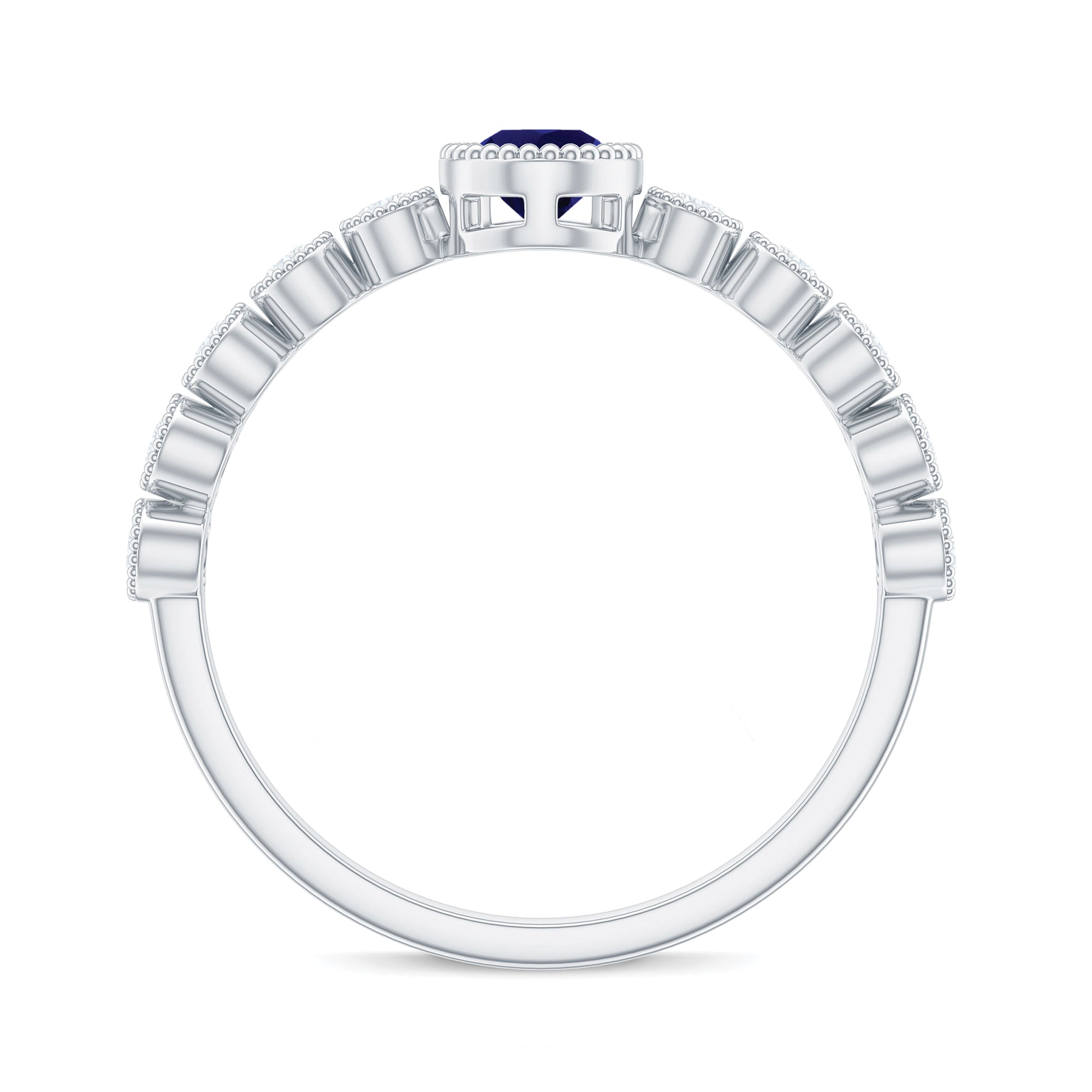 Pear Cut 0.5 Carat Blue Sapphire Engagement Ring with Diamonds AAA - Rosec Jewels