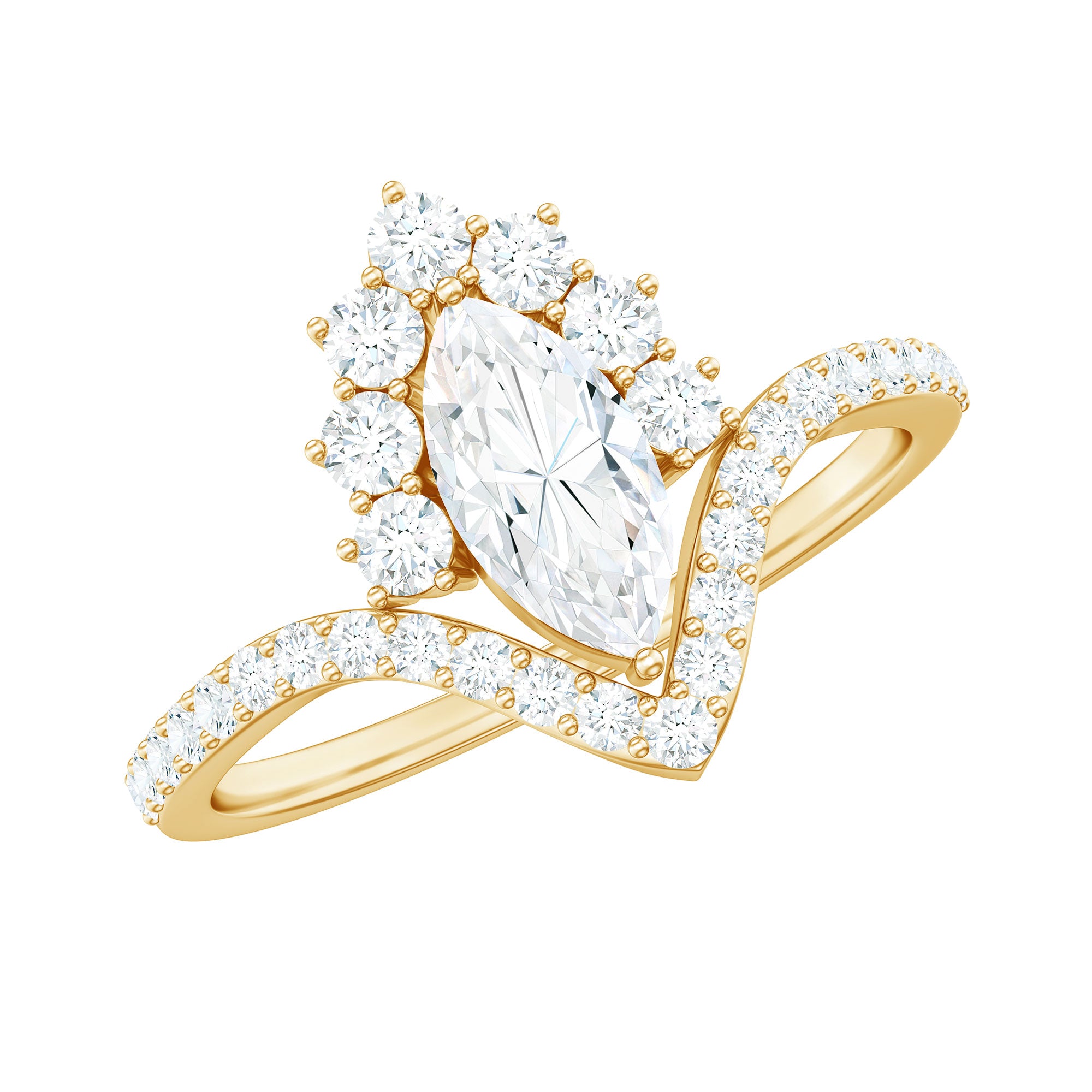 Marquise Cut Moissanite Designer Engagement Ring D-VS1 - Rosec Jewels