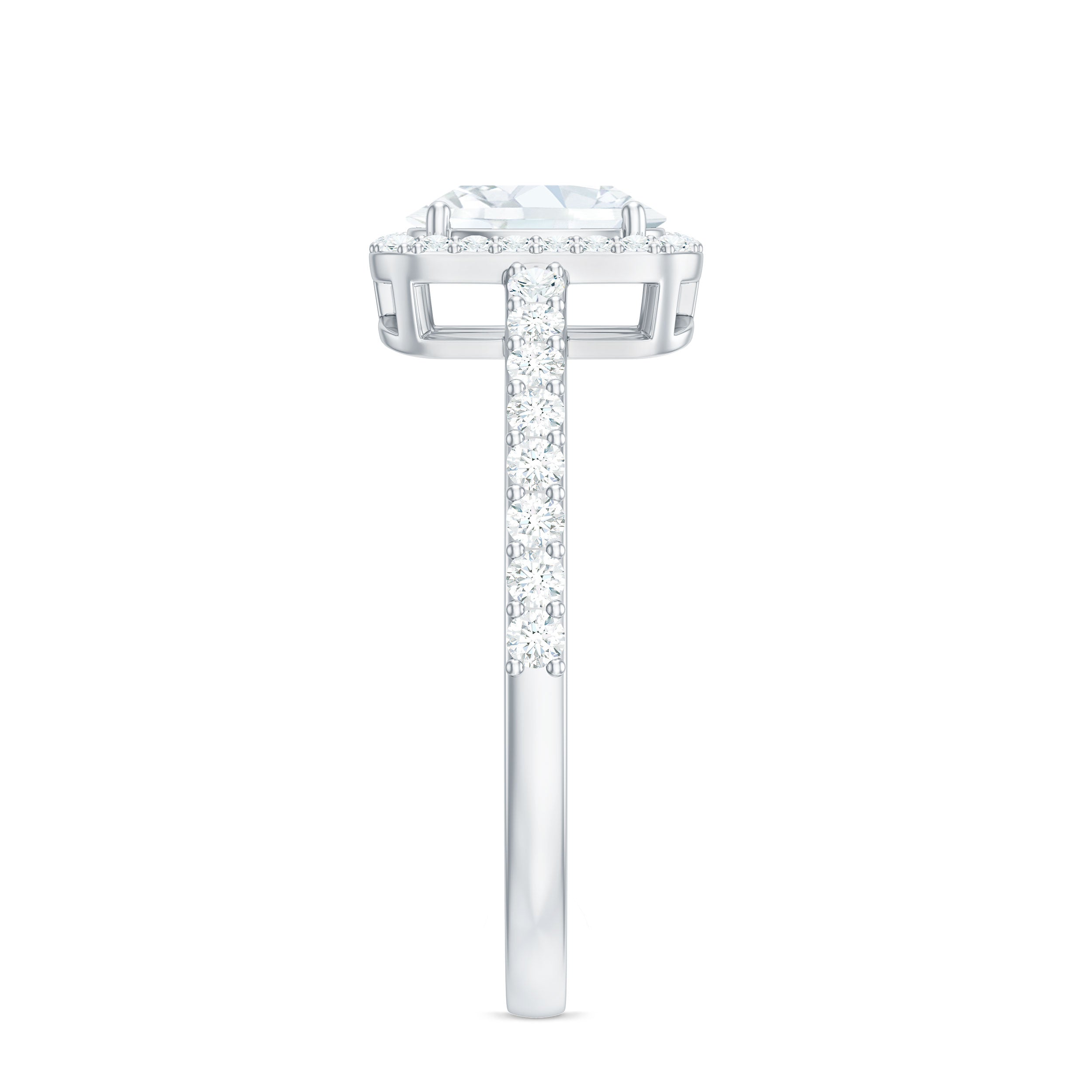 2 CT Oval Cut Zircon Halo Engagement Ring with Side Stones AAAA - Rosec Jewels