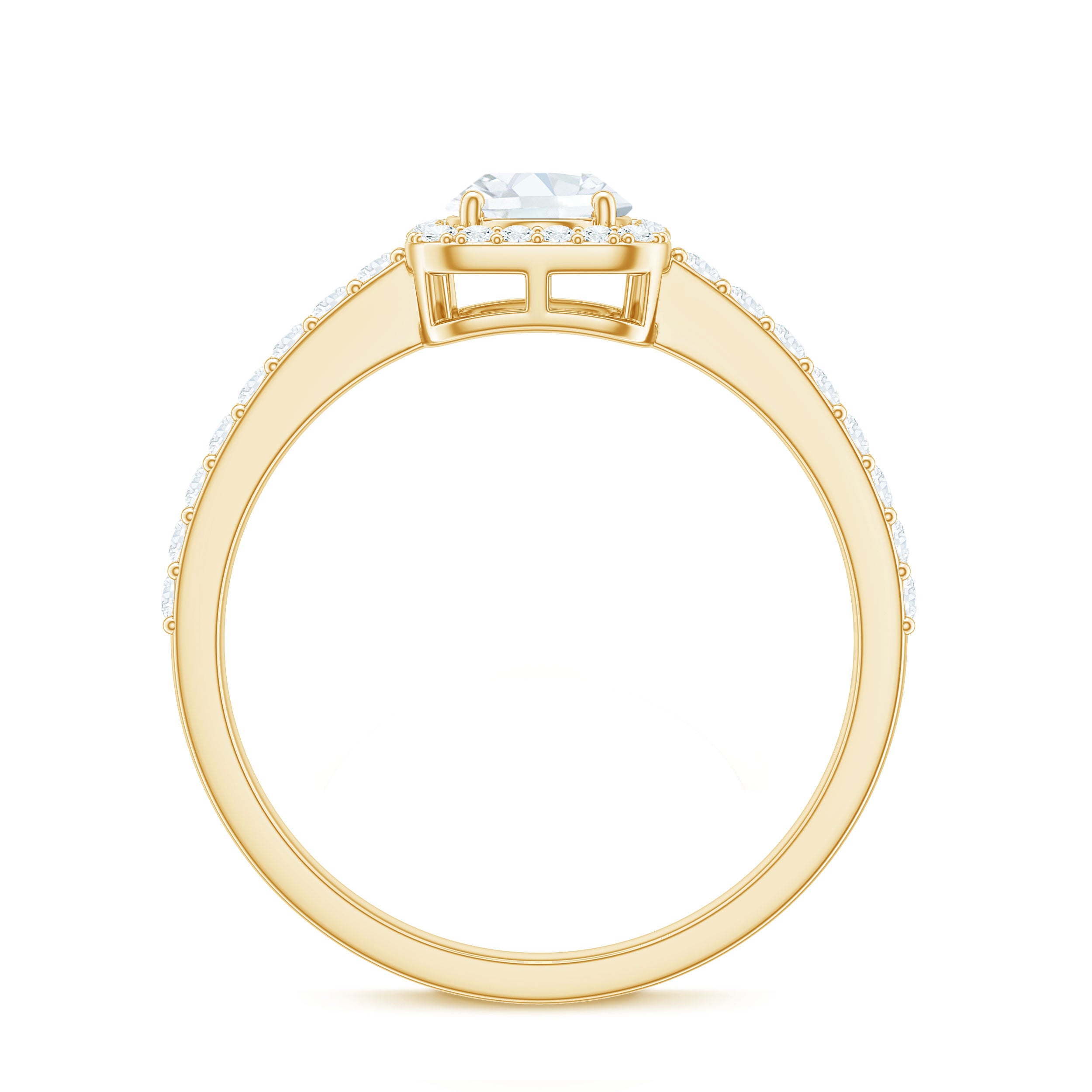 2 CT Oval Cut Zircon Halo Engagement Ring with Side Stones AAAA - Rosec Jewels