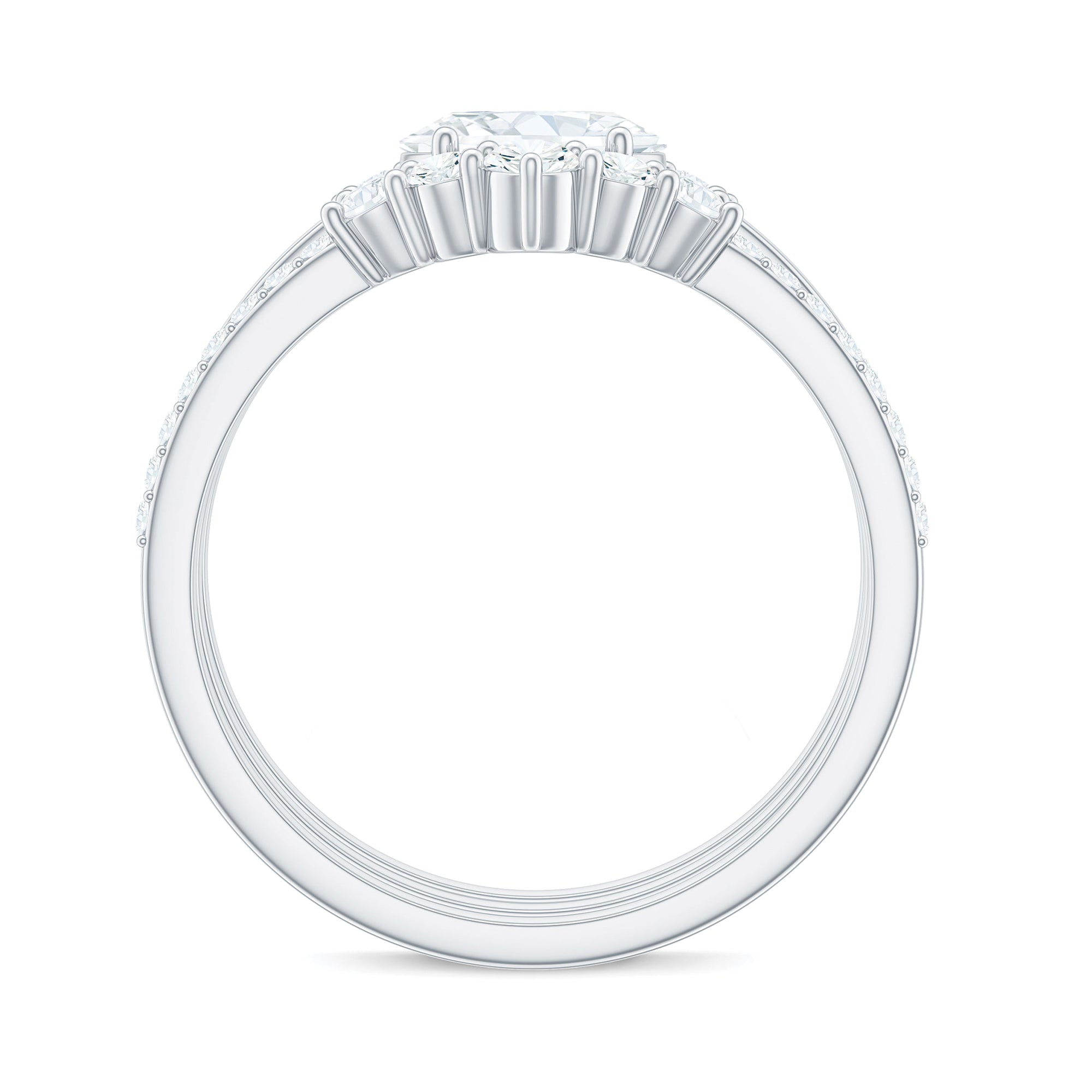 Rosec Jewels-Brilliant Cut Moissanite Trio Wedding Ring Set with Certificate