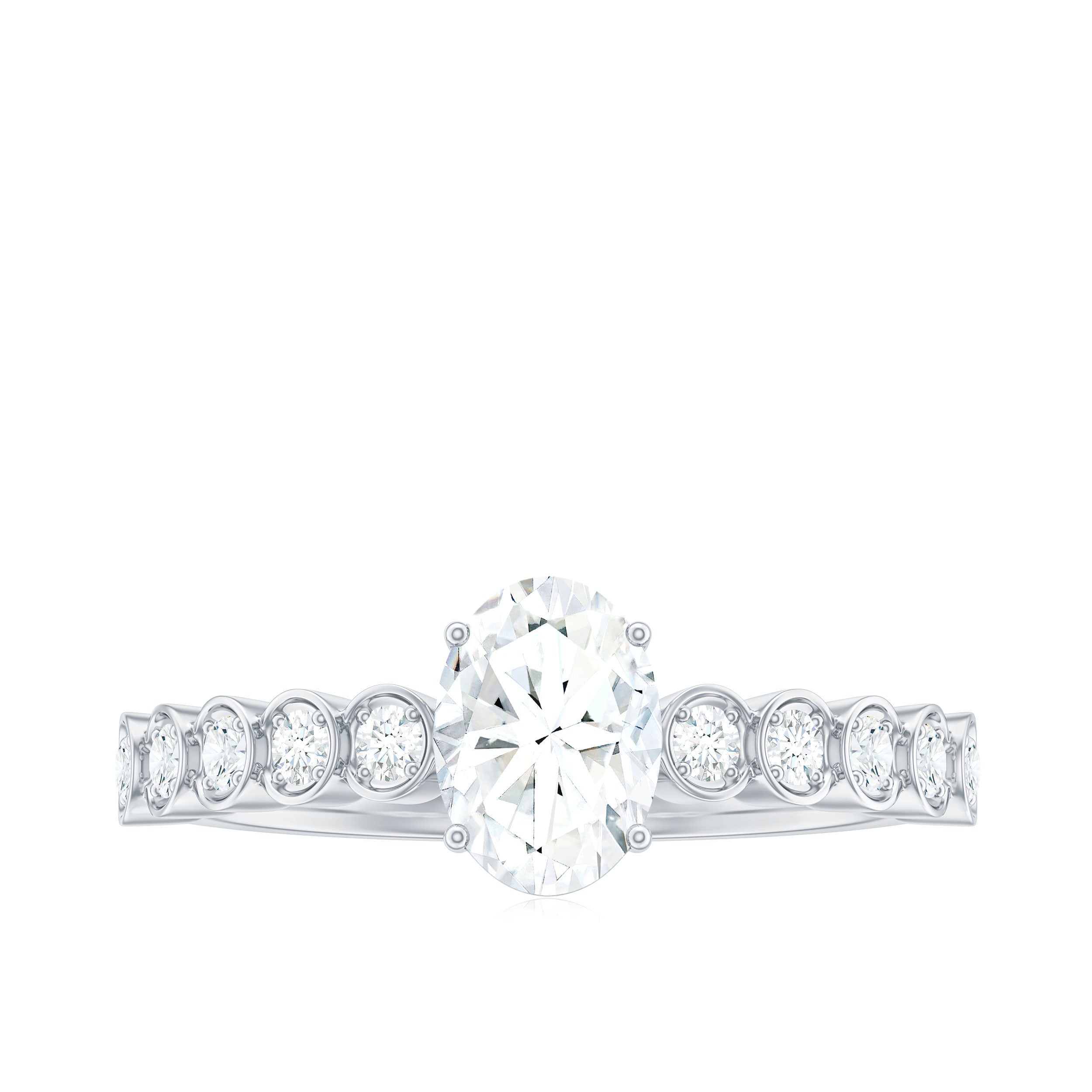 1.75 CT Prong Set Oval Cut Zircon Solitaire Engagement Ring AAAA - Rosec Jewels