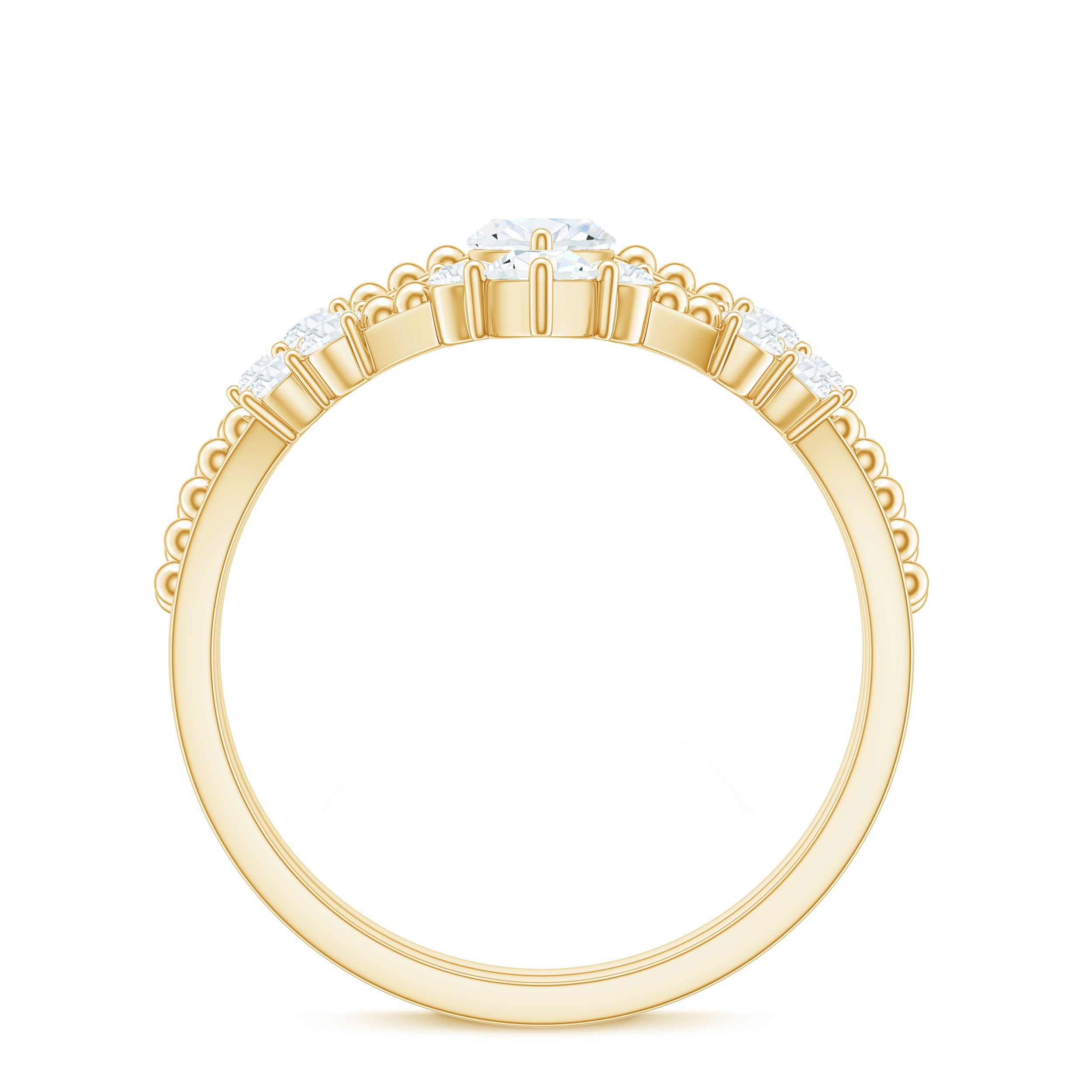 Marquise Cut Moissanite Wedding Ring Set with Beaded Detail D-VS1 - Rosec Jewels