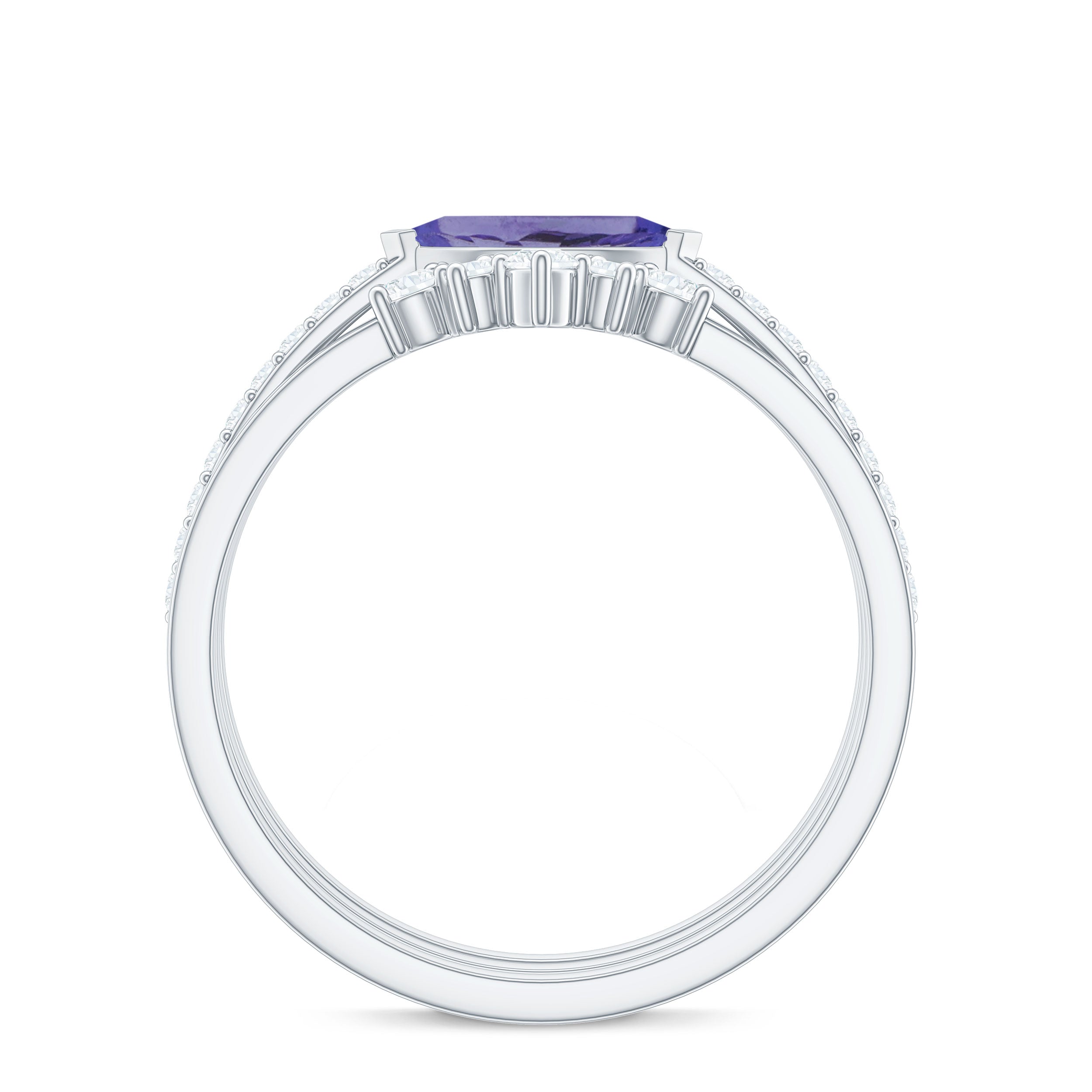 Certified Real Marquise Tanzanite 3 Piece Wedding Ring Set with Diamond AAA - Rosec Jewels