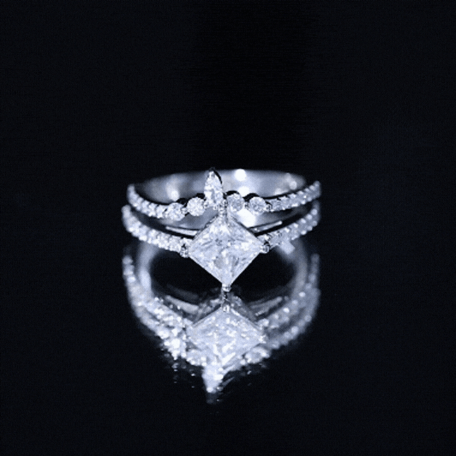 Rosec Jewels-Princess Cut Moissanite Wedding Ring Set for Women