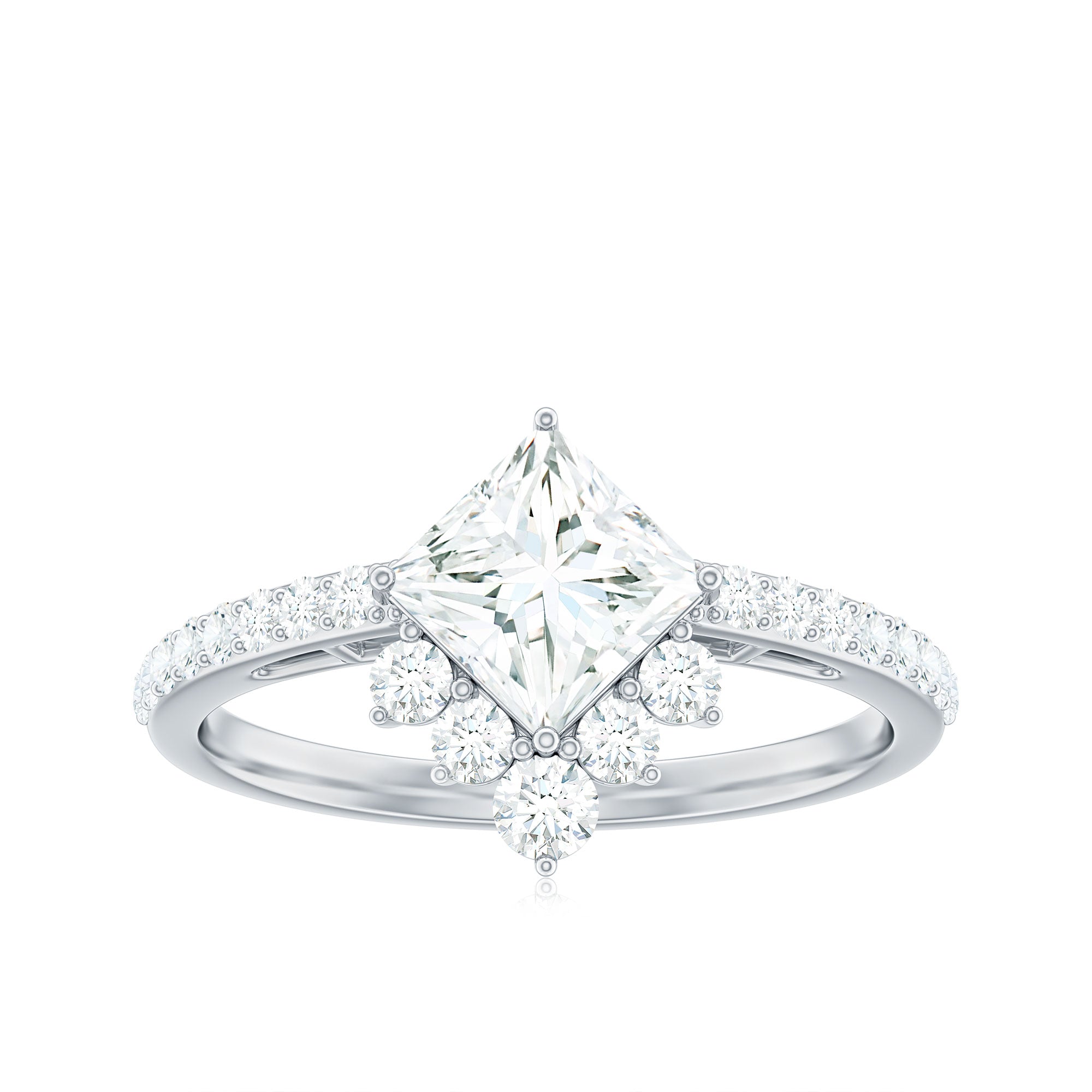 1.75 CT Princess Cut Solitaire Zircon Designer Engagement Ring AAAA - Rosec Jewels