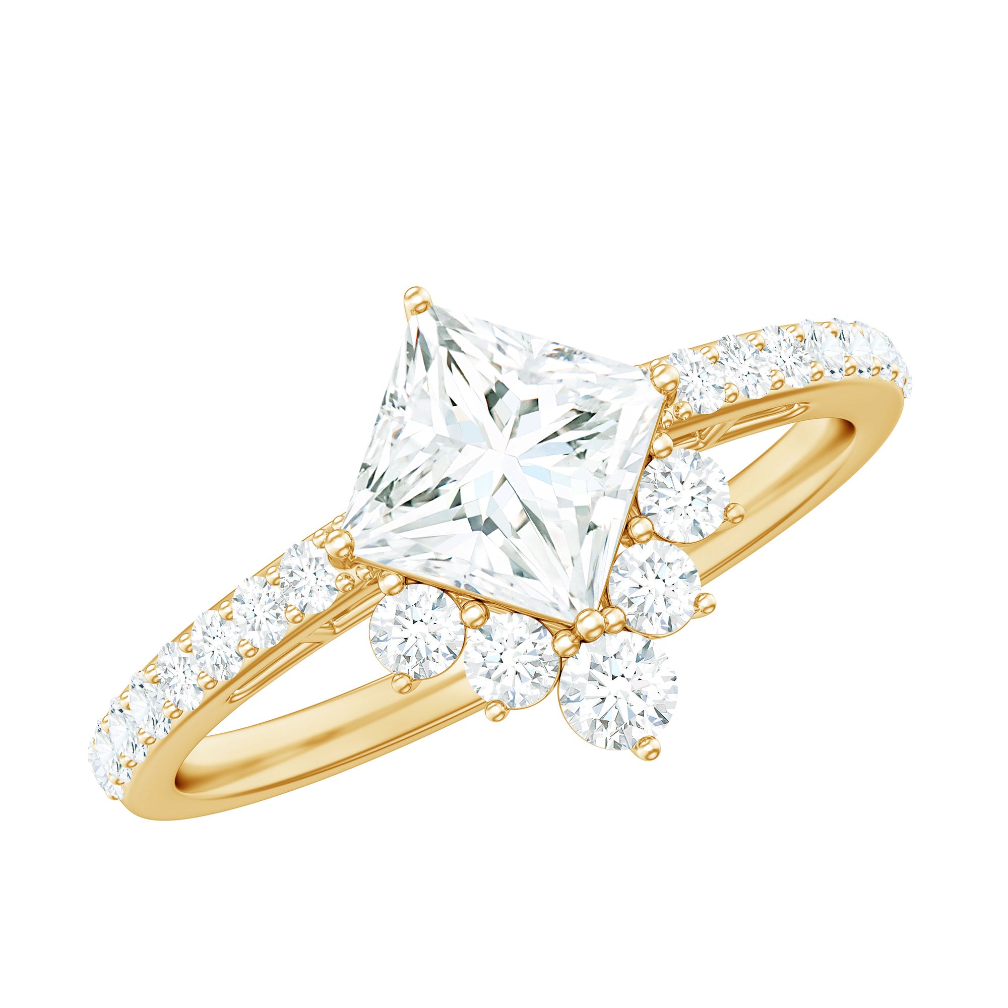 1.75 CT Princess Cut Solitaire Zircon Designer Engagement Ring AAAA - Rosec Jewels