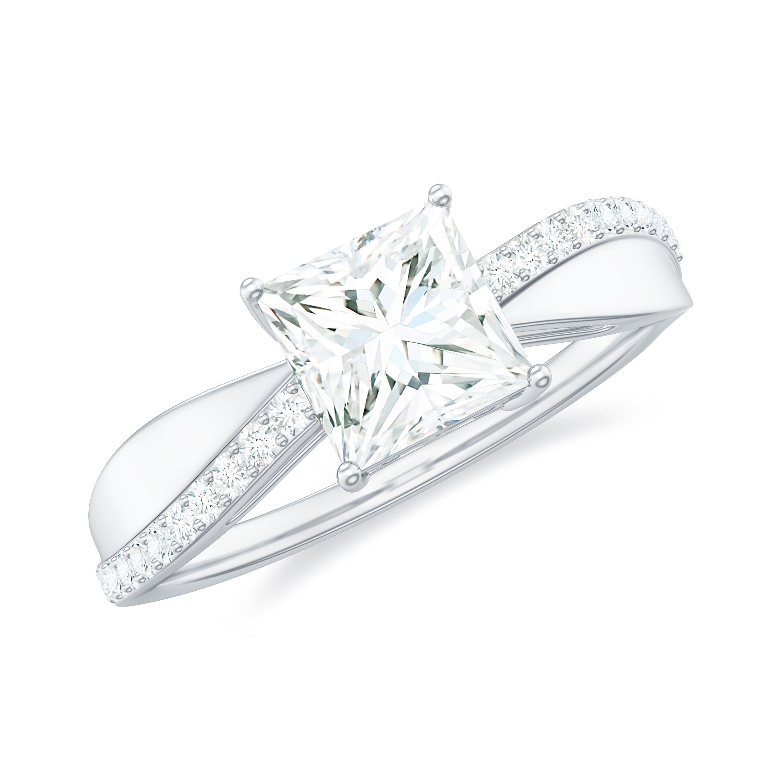 1 Carat Princess Cut Cubic Zirconia Solitaire Engagement Ring AAAA - Rosec Jewels