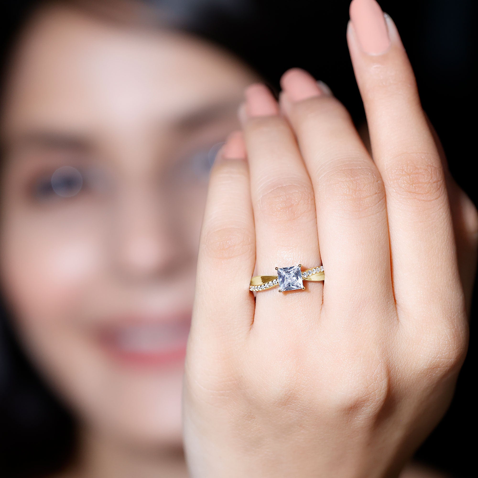 1 Carat Princess Cut Cubic Zirconia Solitaire Engagement Ring AAAA - Rosec Jewels