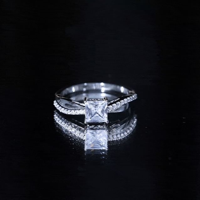 Solitaire Moissanite Princess Cut Engagement Ring D-VS1 - Rosec Jewels