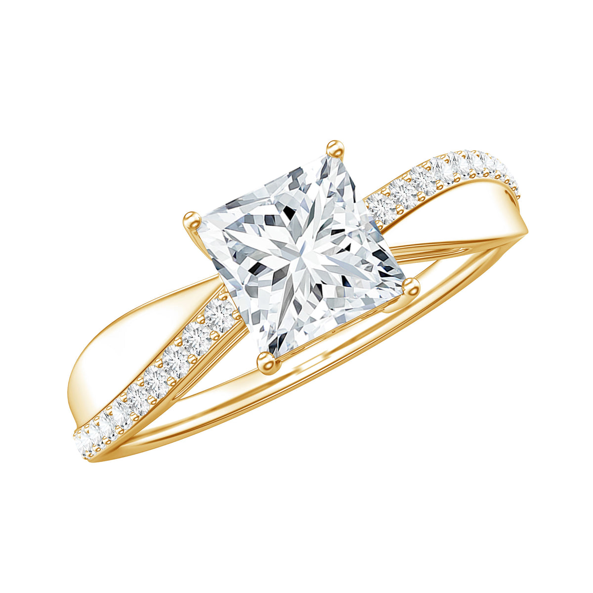 Solitaire Moissanite Princess Cut Engagement Ring D-VS1 - Rosec Jewels