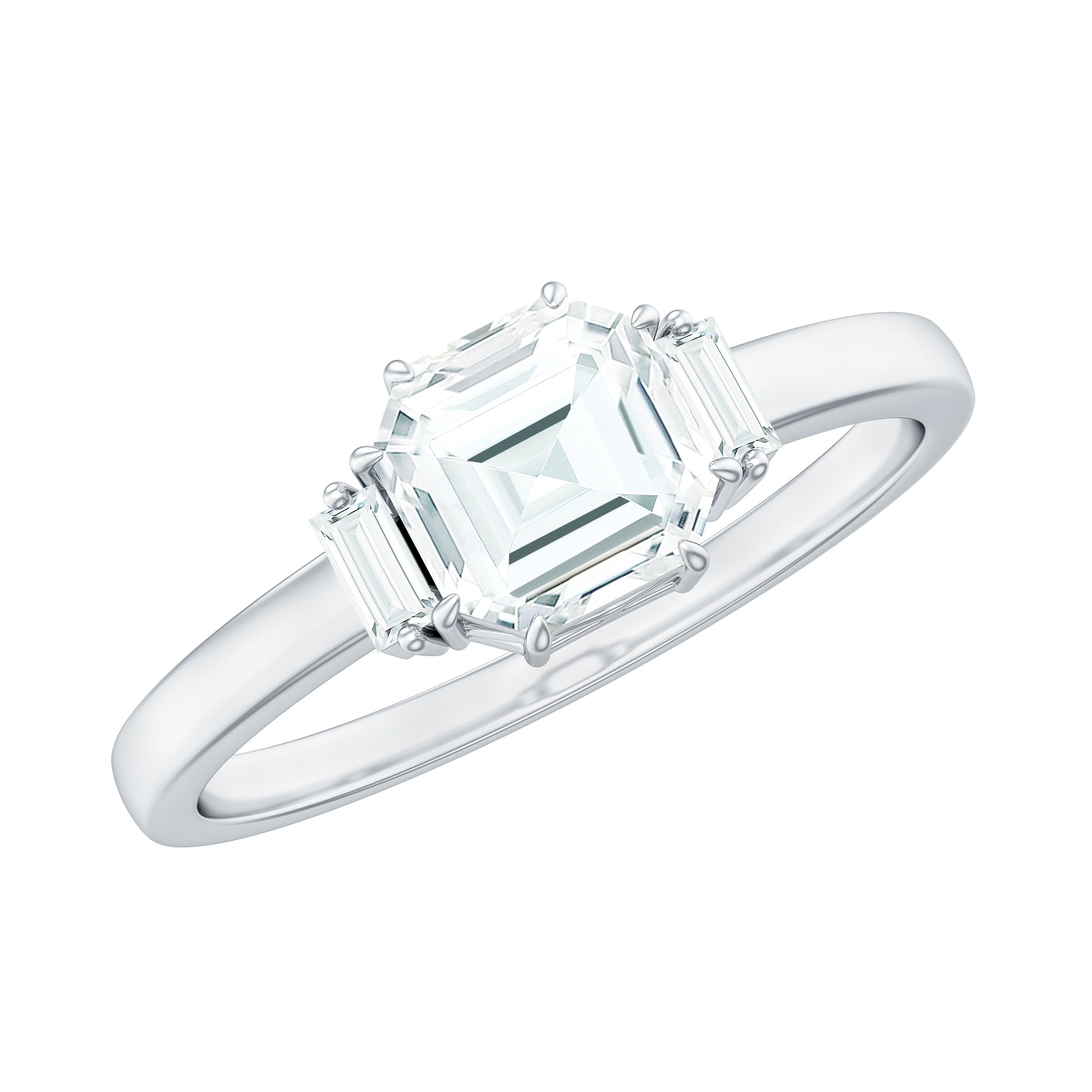 1.50 CT Asscher Cut Solitaire Zircon Engagement Ring AAAA - Rosec Jewels