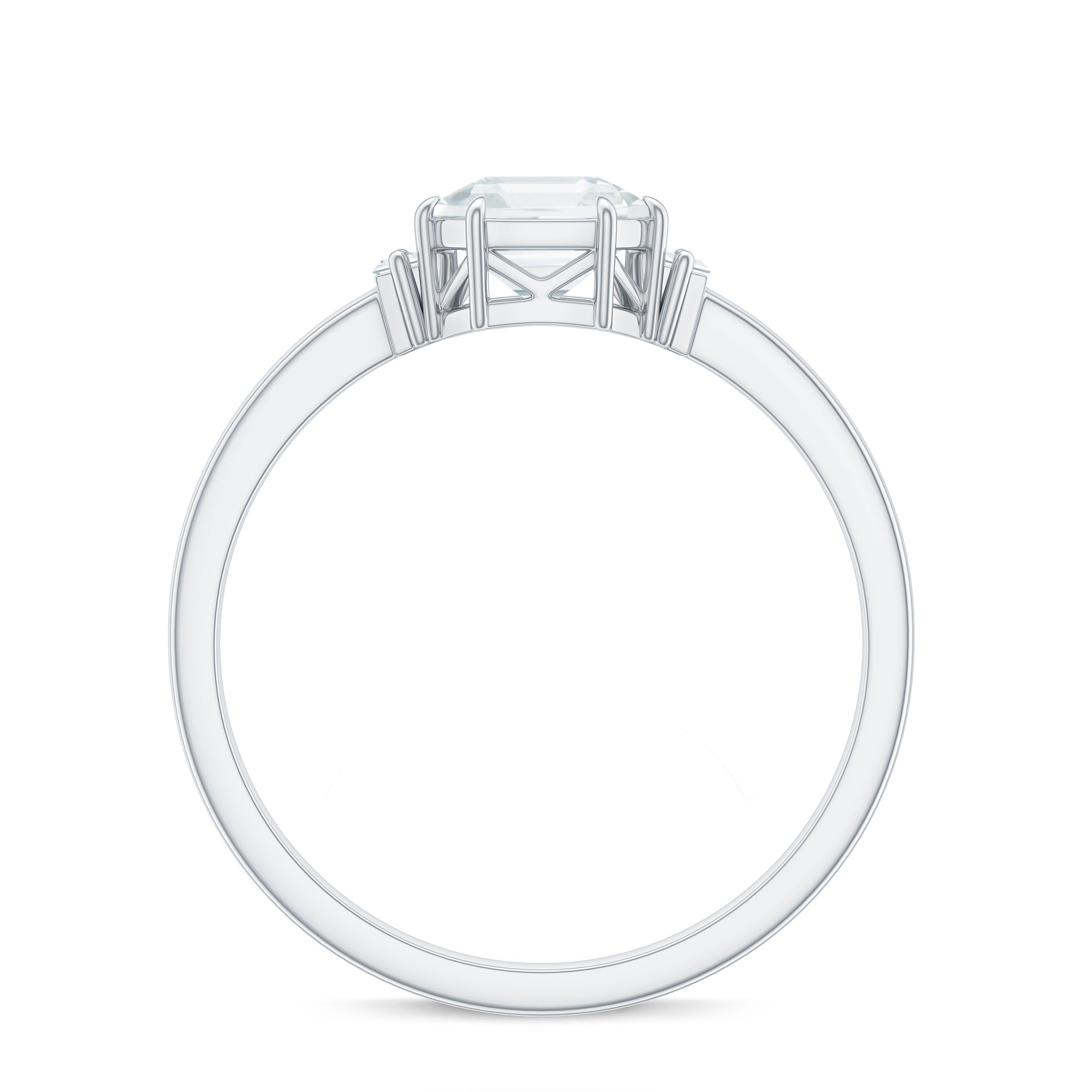 Asscher Cut Moissanite Engagement Ring with Certificate D-VS1 - Rosec Jewels