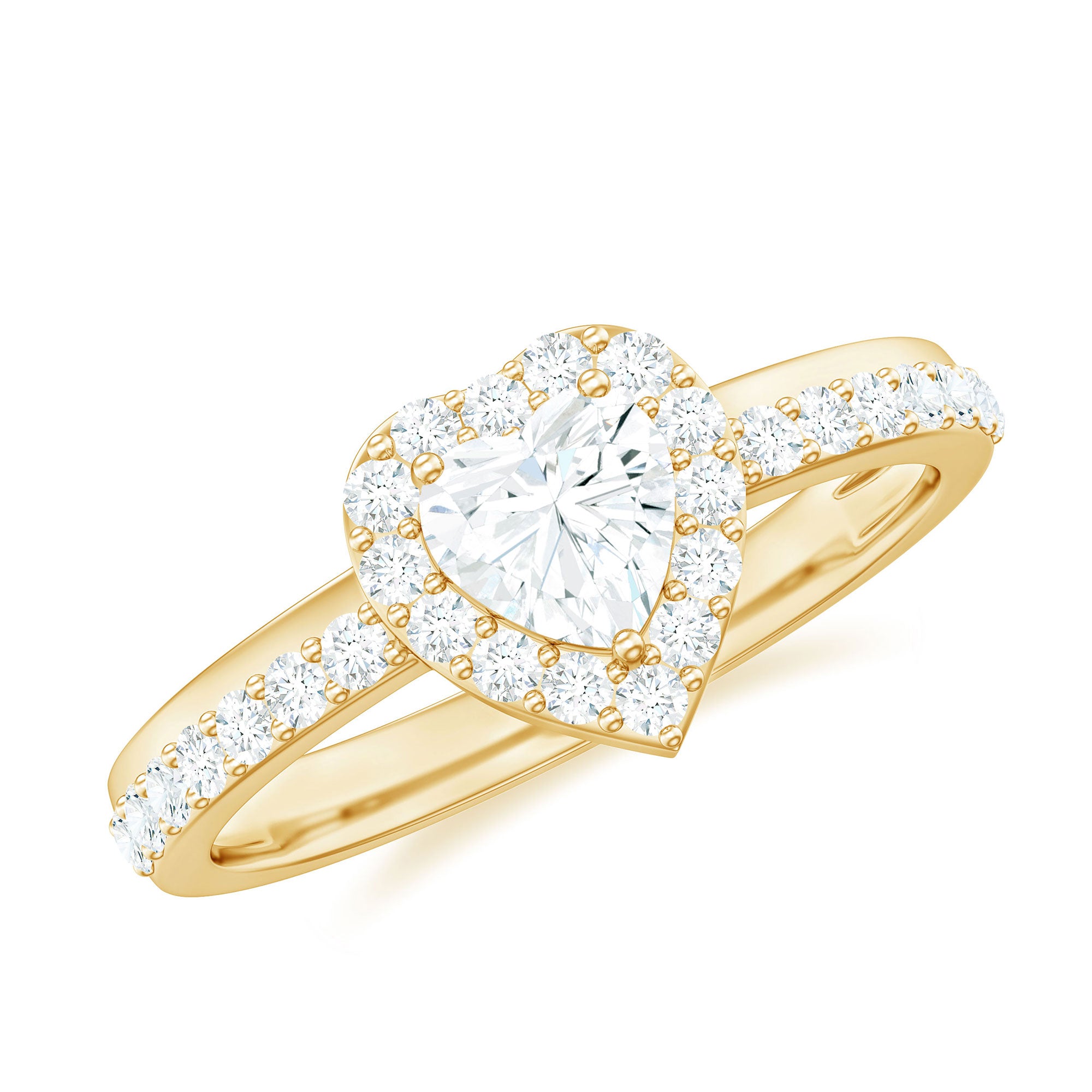 Rosec Jewels-Heart Shape Moissanite Engagement Ring with Halo