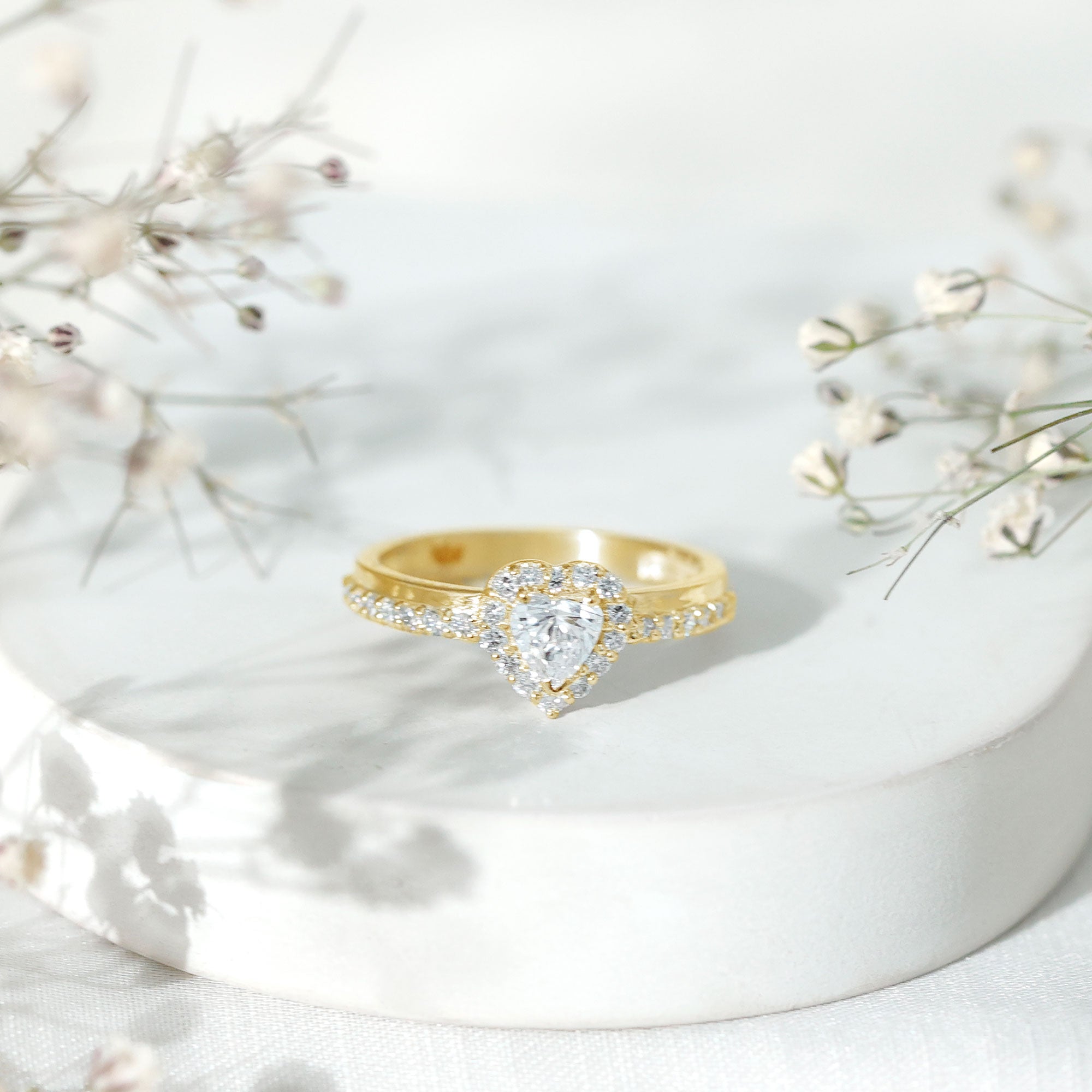 Rosec Jewels-Heart Shape Moissanite Engagement Ring with Halo