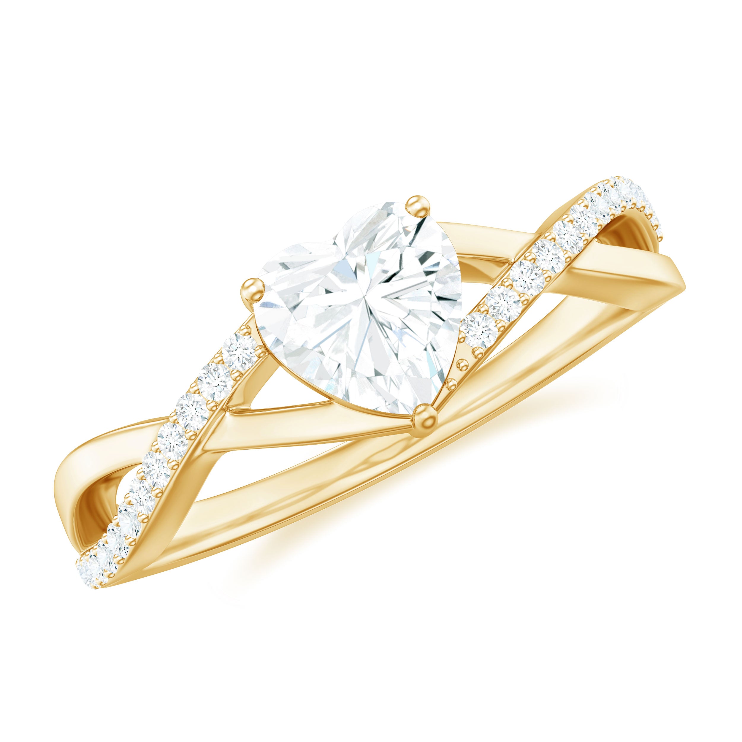 1.50 CT Heart Shape Moissanite Crossover Engagement Ring D-VS1 - Rosec Jewels
