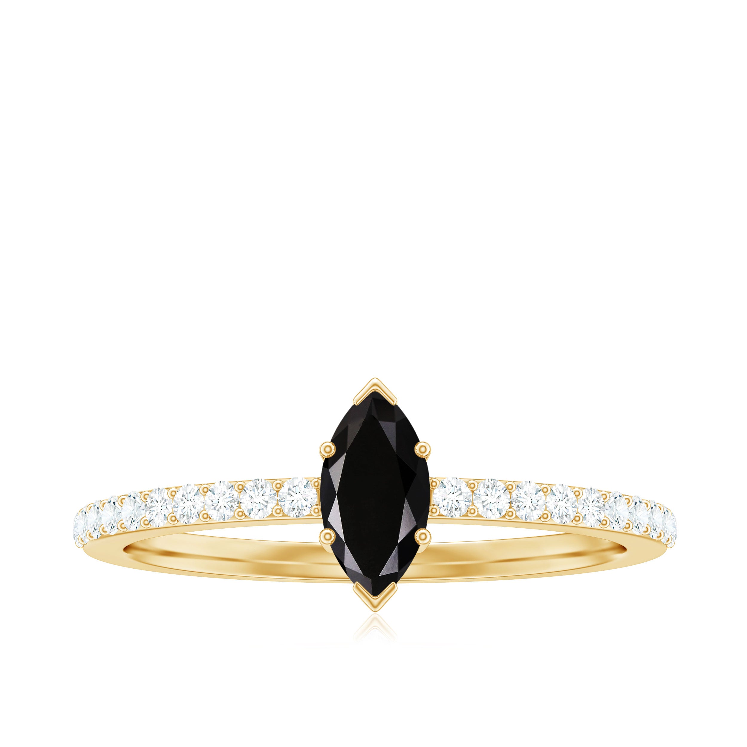 Marquise Black Spinel Diamond Promise Ring for Proposal AAA - Rosec Jewels
