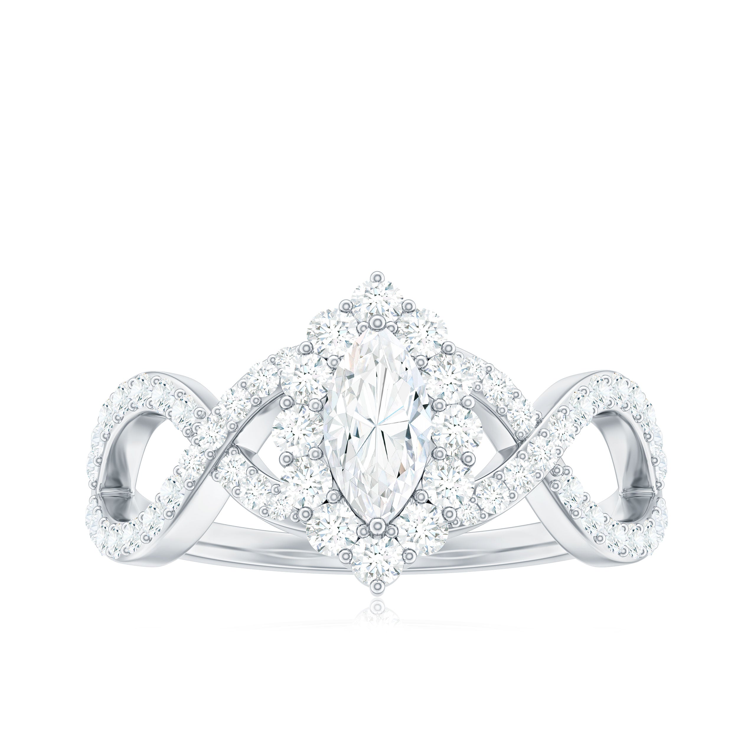 1.50 CT Marquise Cut Zircon Crossover Engagement Ring AAAA - Rosec Jewels