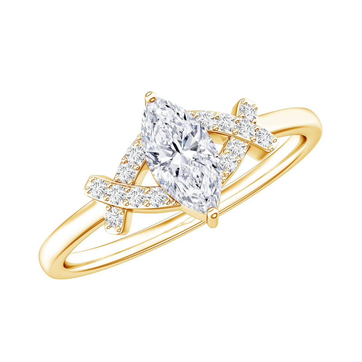 Certified Moissanite Marquise Engagement Ring for Women D-VS1 - Rosec Jewels