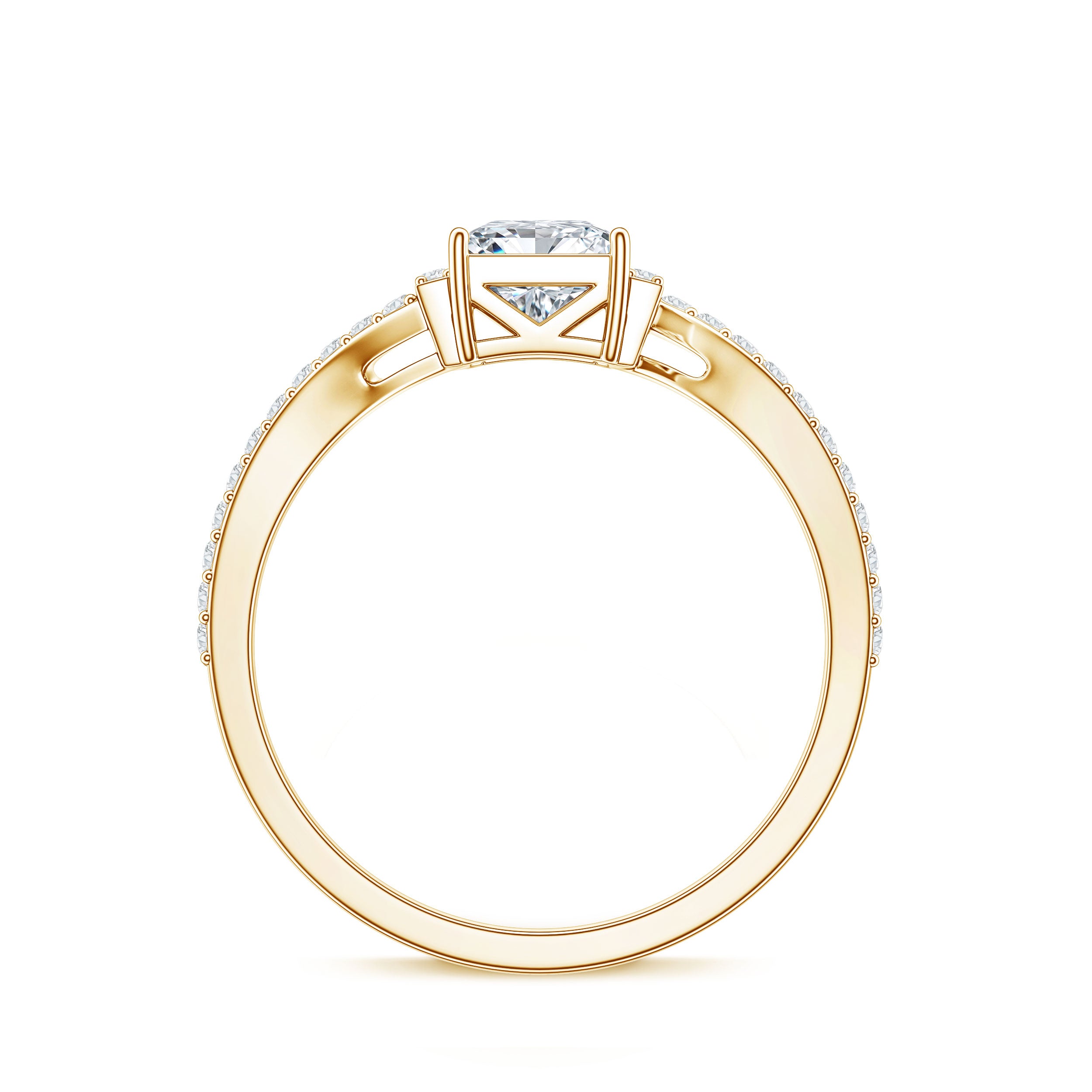 Princess Cut Moissanite Bypass Engagement Ring for Women D-VS1 - Rosec Jewels