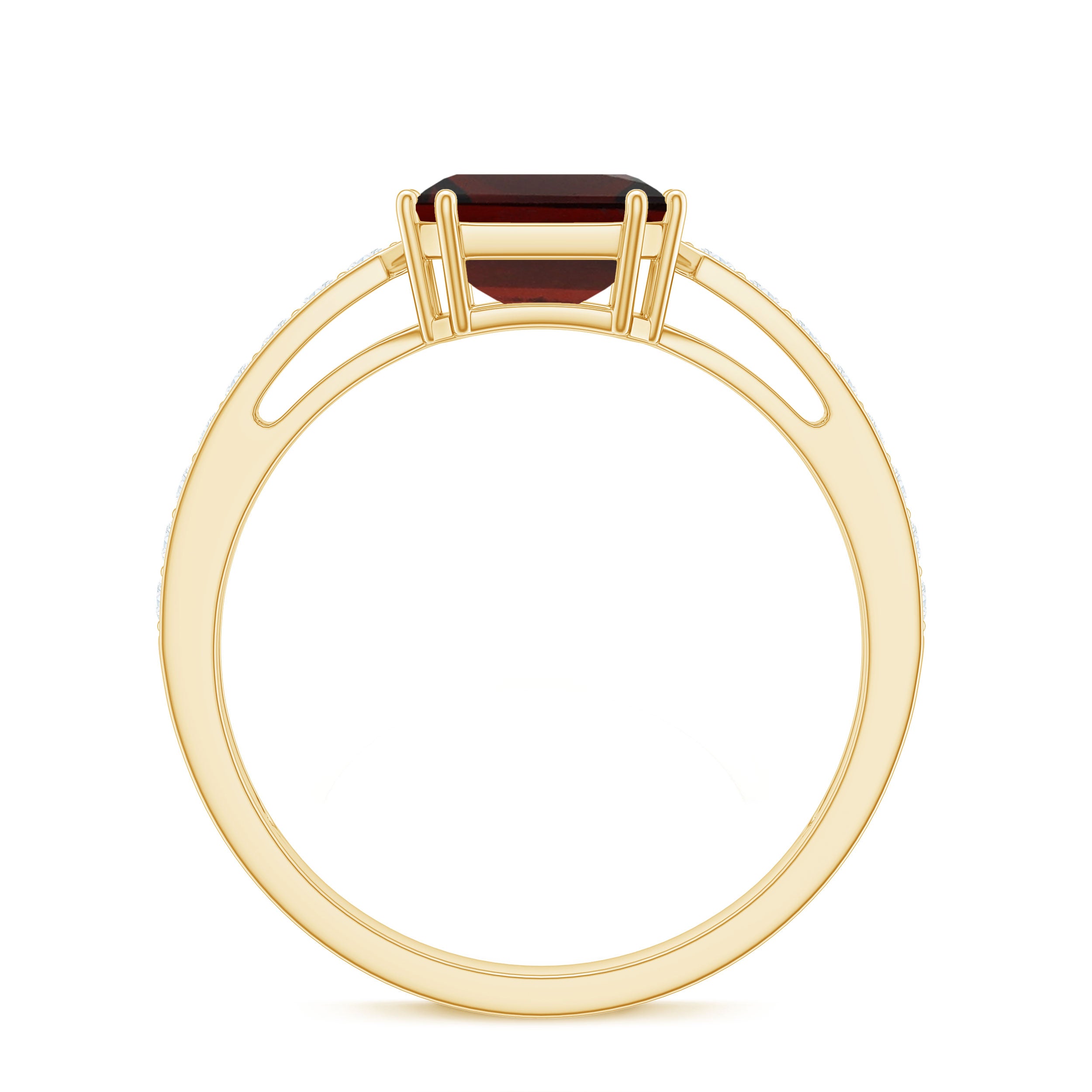 Natural Garnet 8 mm Asscher Cut Engagement Ring with Diamond AAA - Rosec Jewels