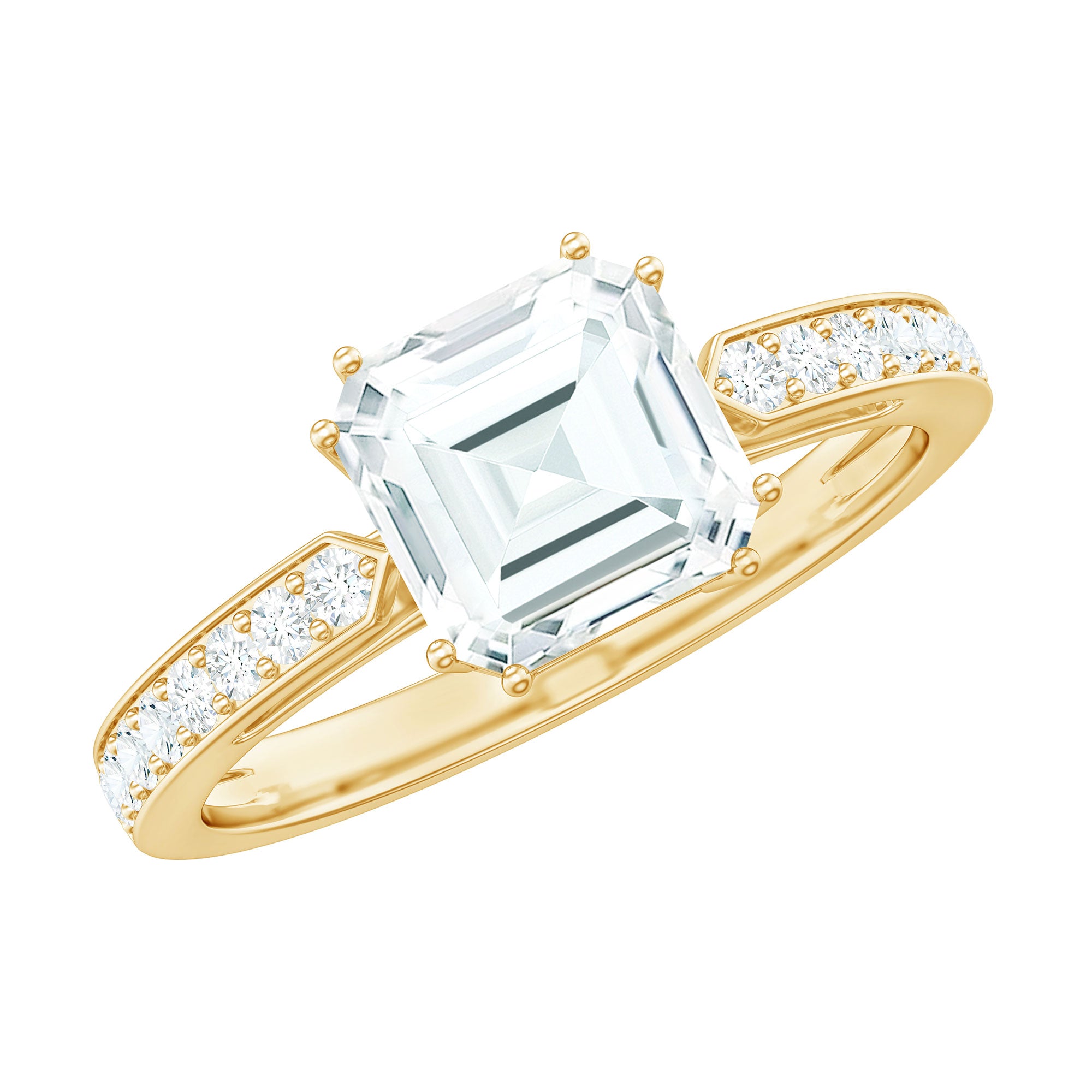 2 Carat Asscher Cut Solitaire CZ Diamond Engagement Ring AAAA - Rosec Jewels