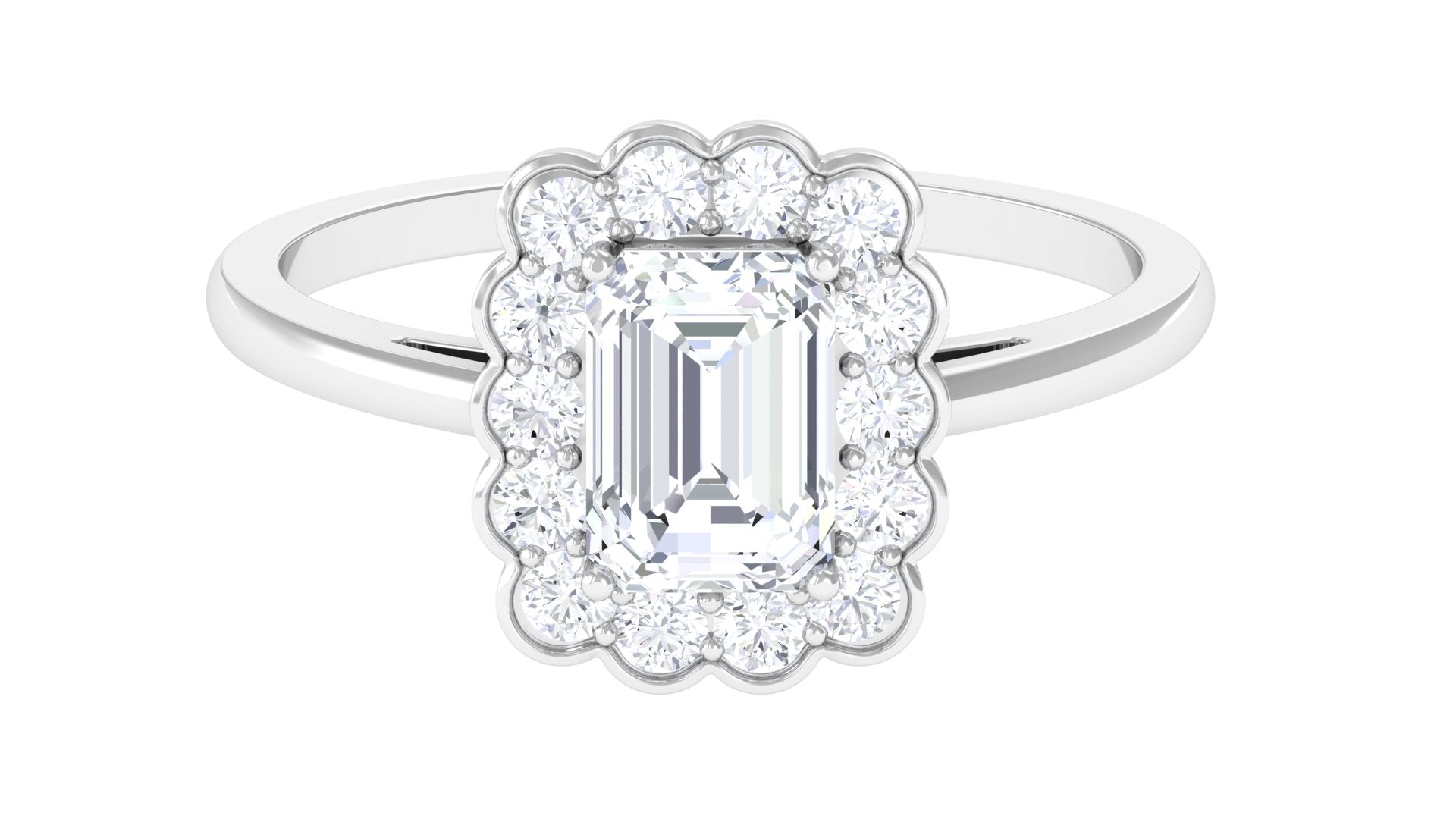 2.25 CT Octagon Cut Zircon Statement Engagement Ring with Halo AAAA - Rosec Jewels