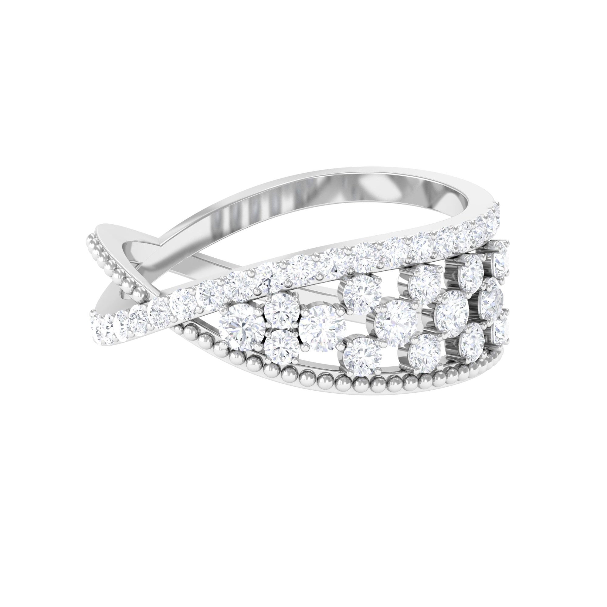 Real Diamond Designer Criss Cross Wedding Band