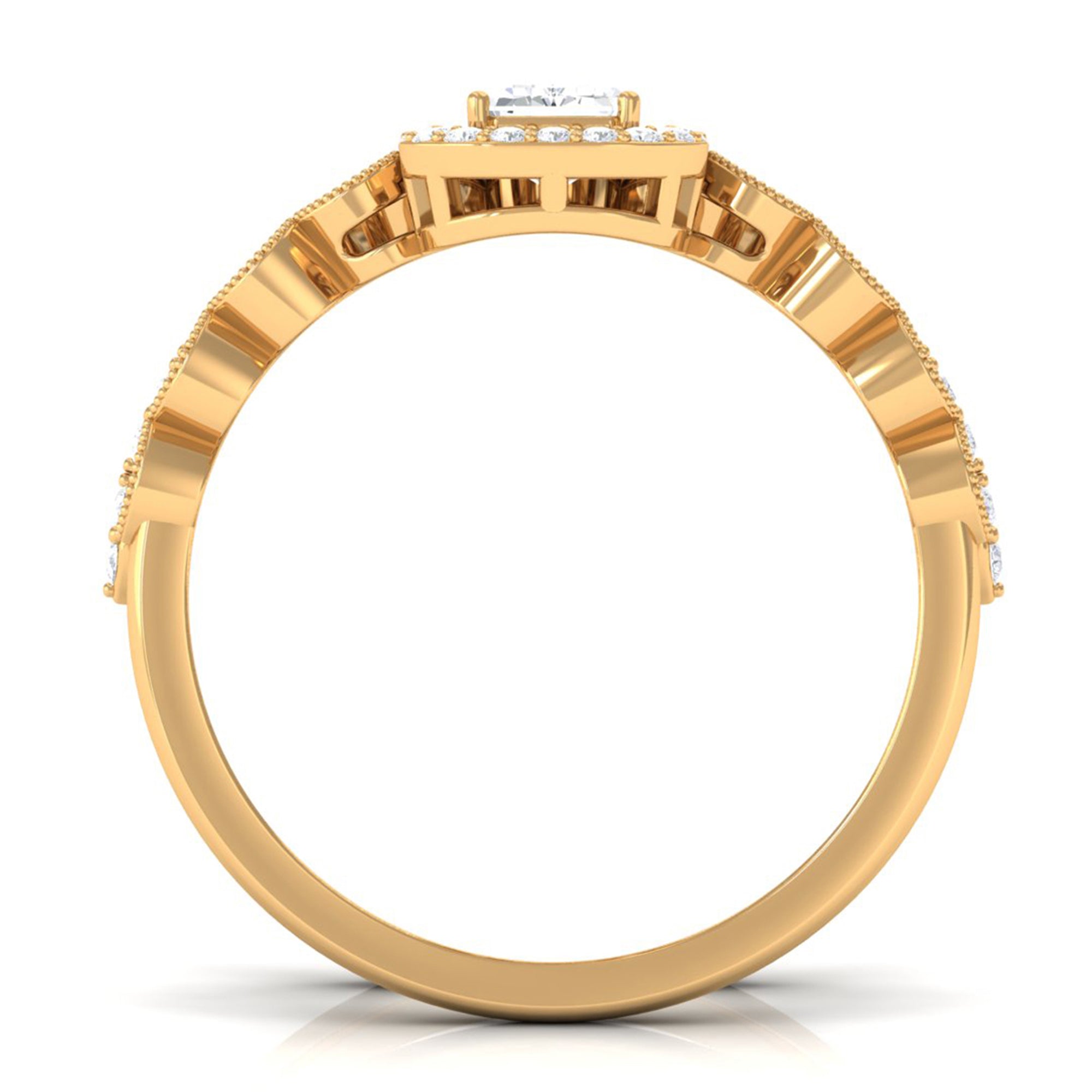 Cubic Zirconia Designer Solitaire Bridal Ring Set with Band AAAA - Rosec Jewels
