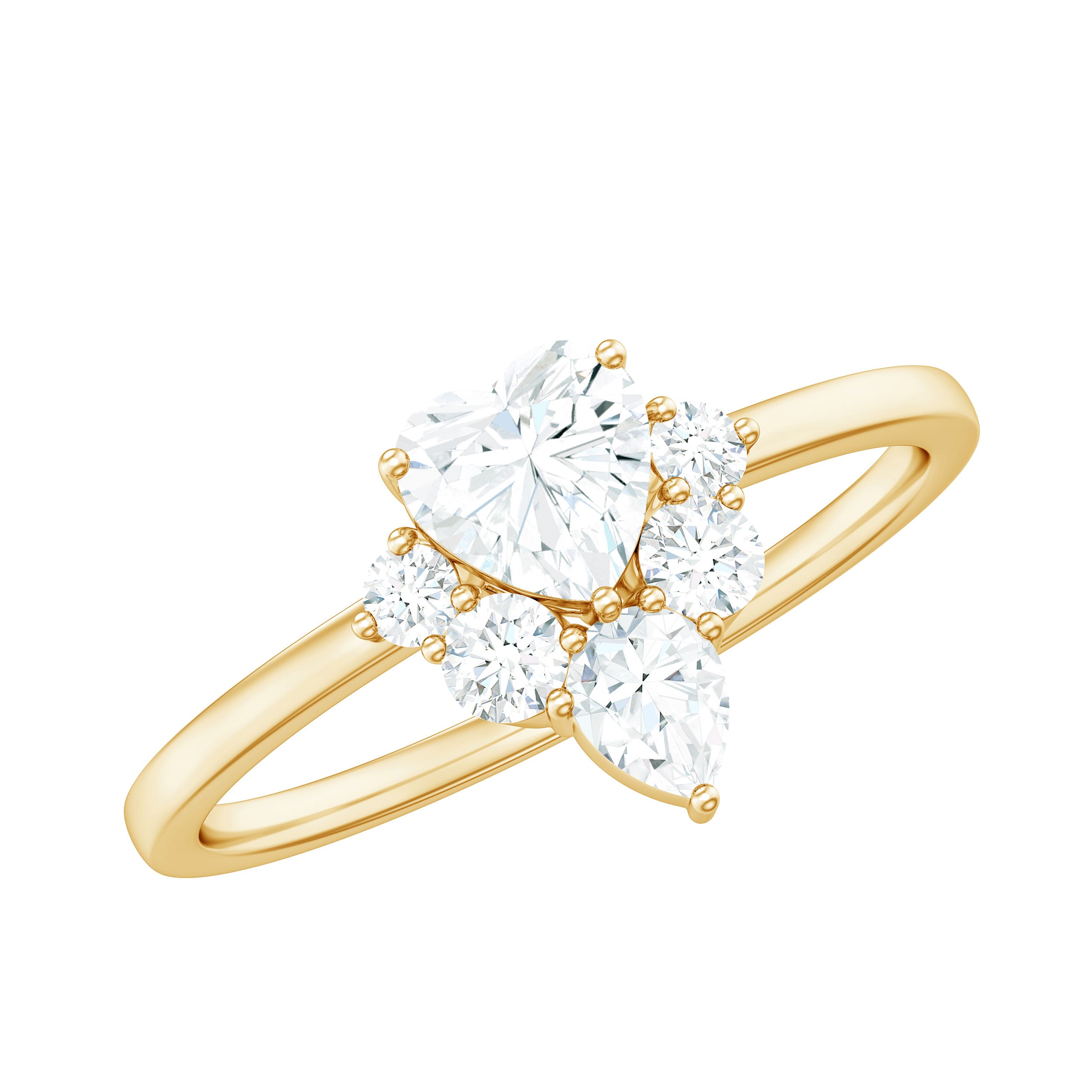 Rosec Jewels-Certified Moissanite Heart Promise Ring with Accent