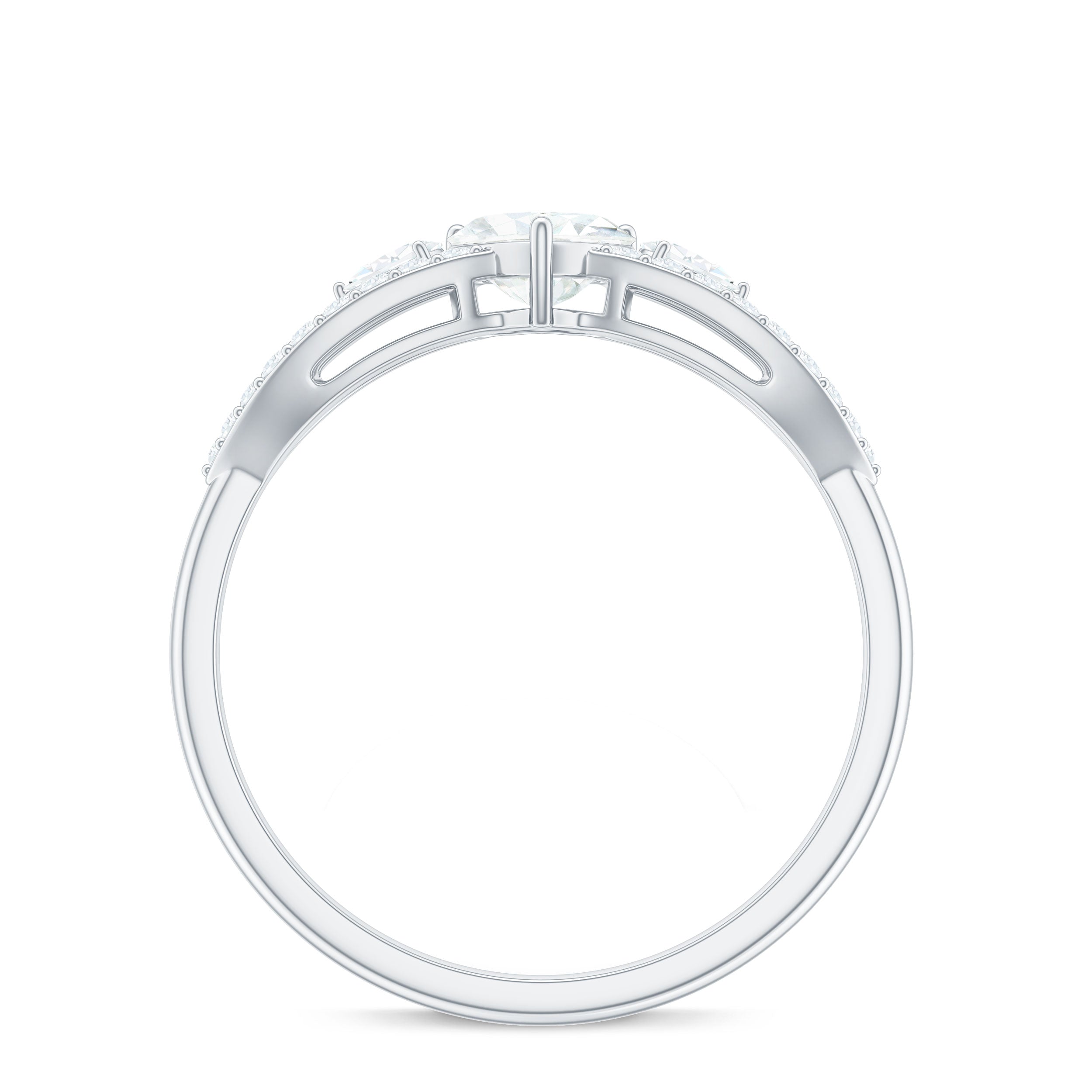 Certified Moissanite Heart Promise Ring with Split Shank D-VS1 - Rosec Jewels