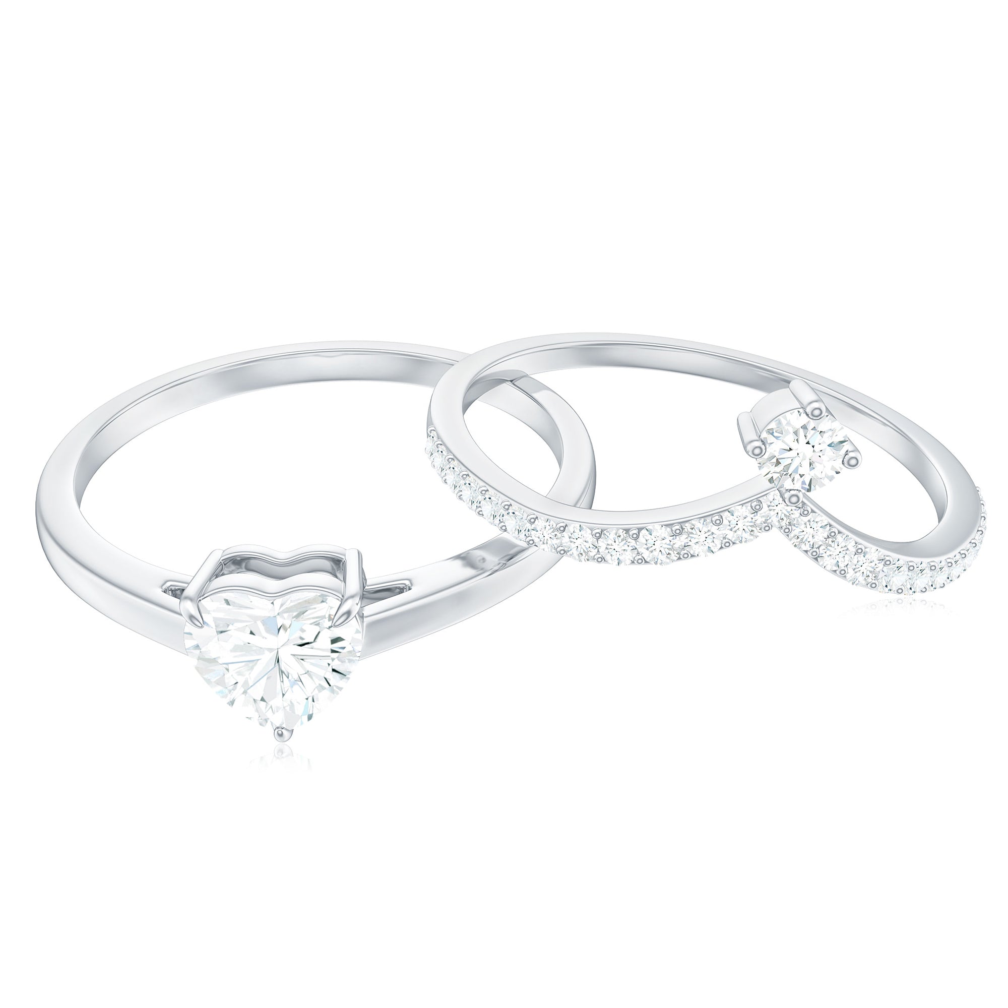 Heart Shape Moissanite Solitaire Engagement Ring with Enhancer D-VS1 - Rosec Jewels