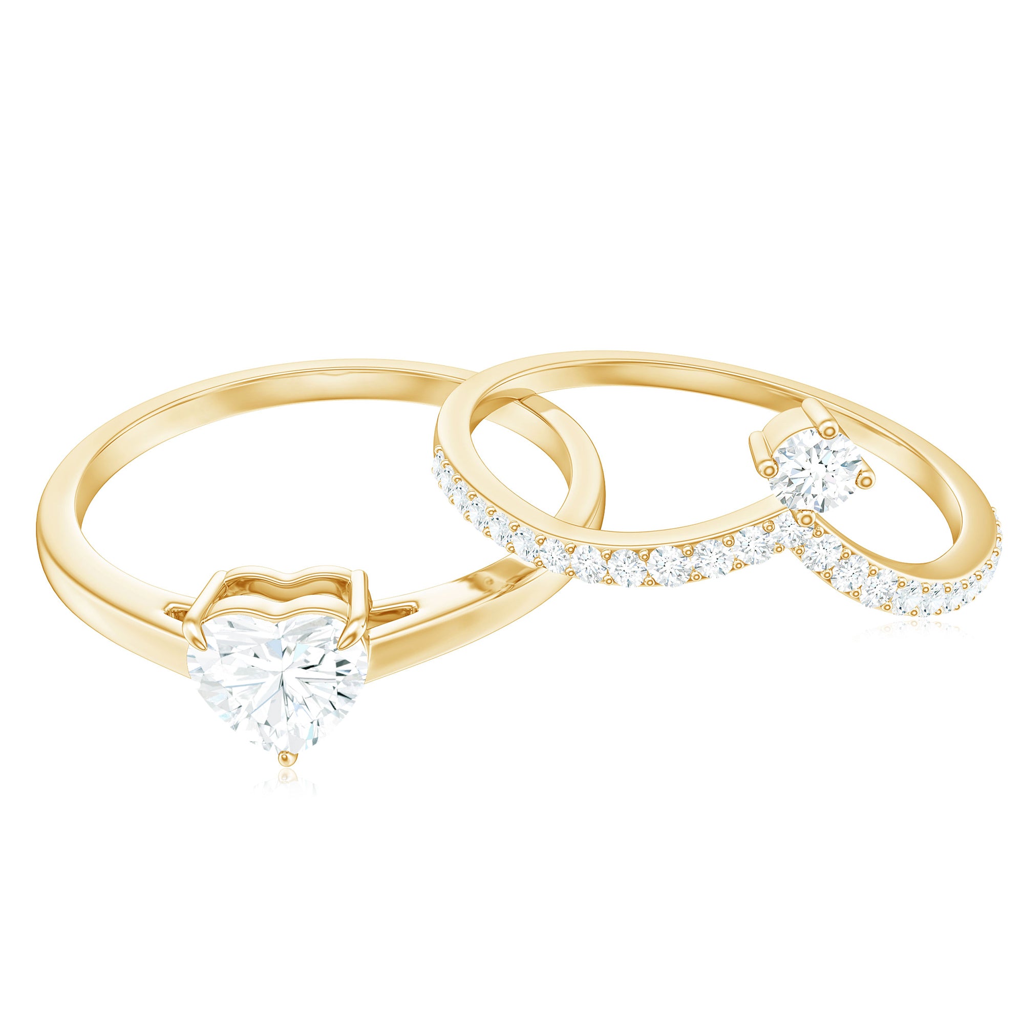 Heart Shape Moissanite Solitaire Engagement Ring with Enhancer D-VS1 - Rosec Jewels
