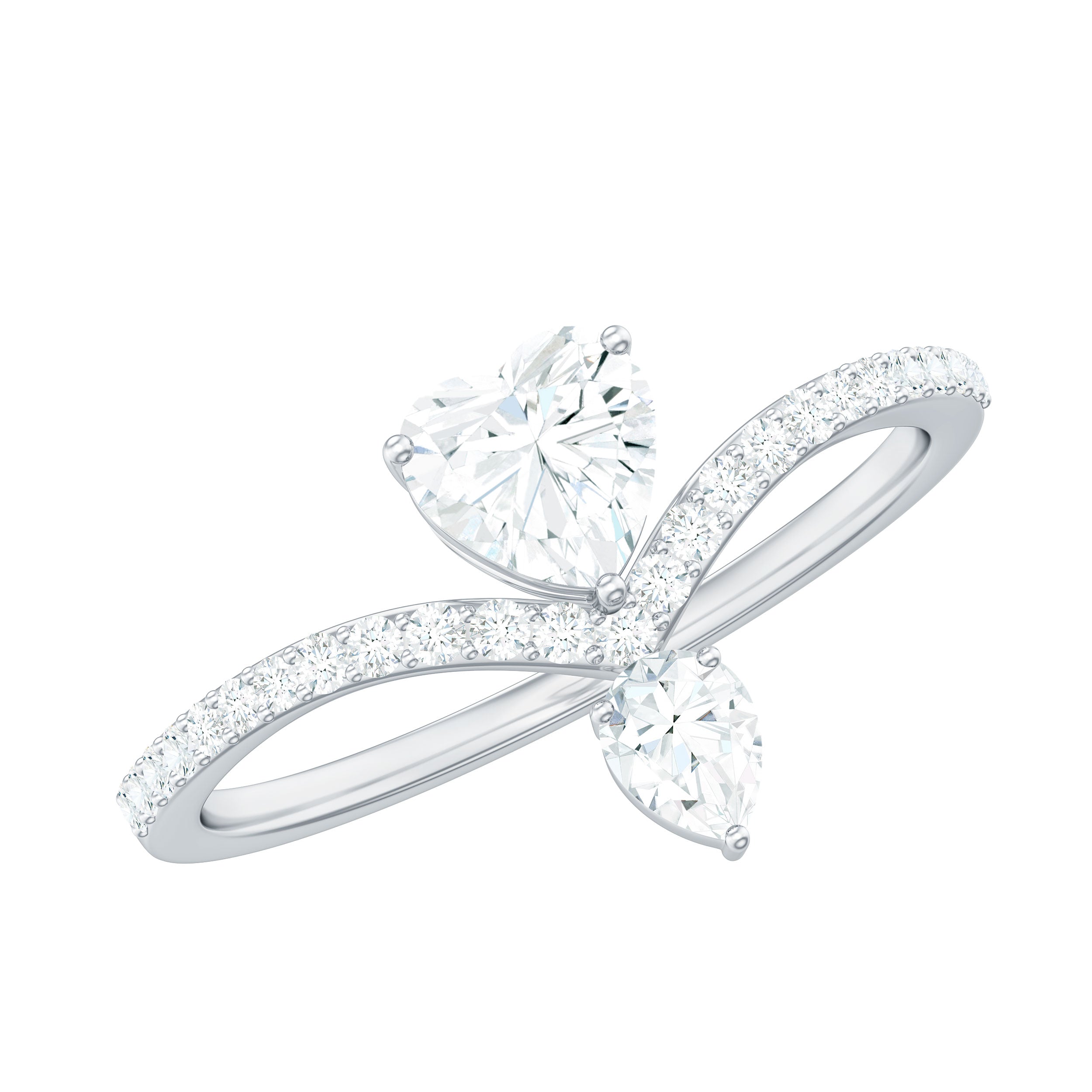 Designer Moissanite Heart Engagement Ring for Women