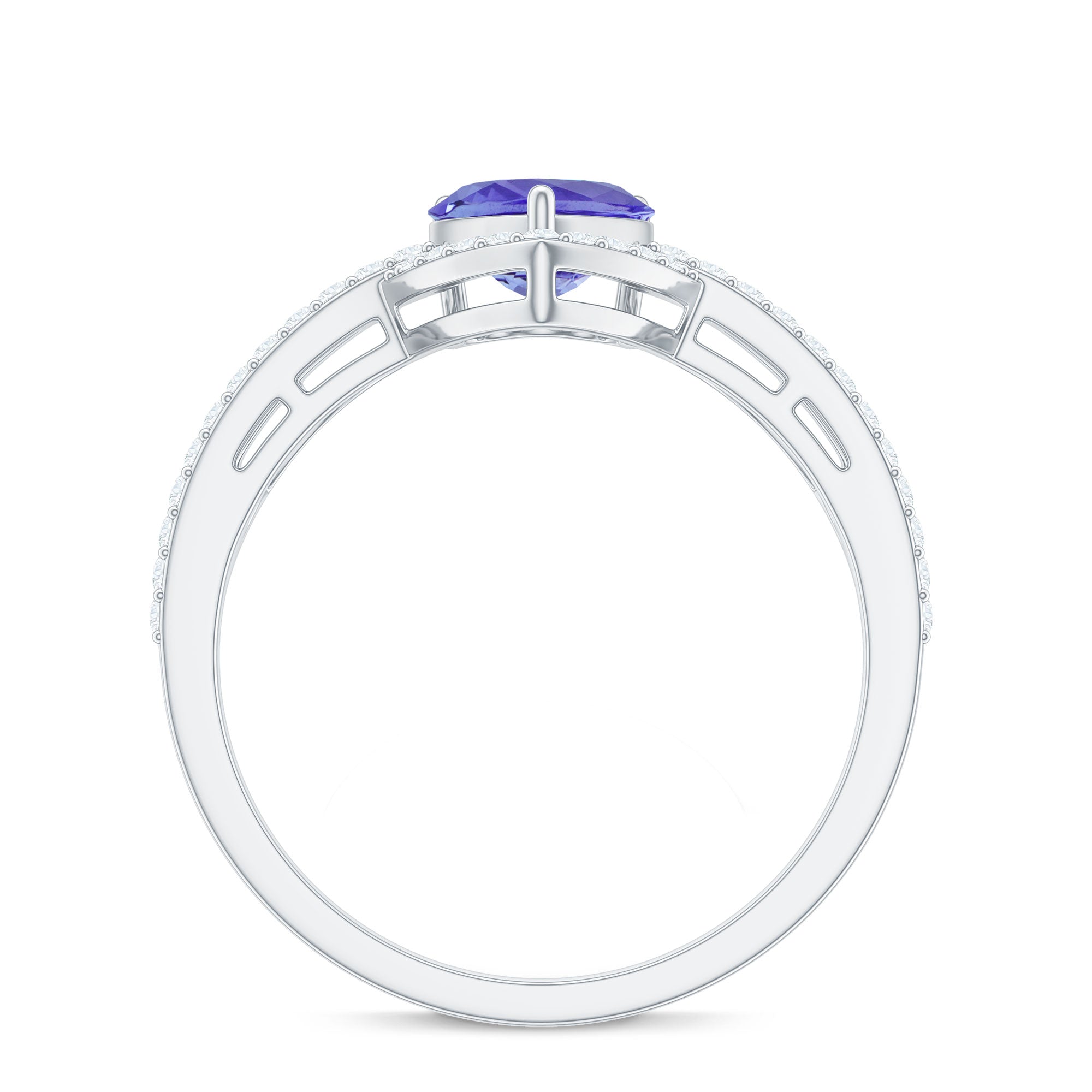 Heart Shape Tanzanite and Diamond Designer Engagement Ring AAA - Rosec Jewels