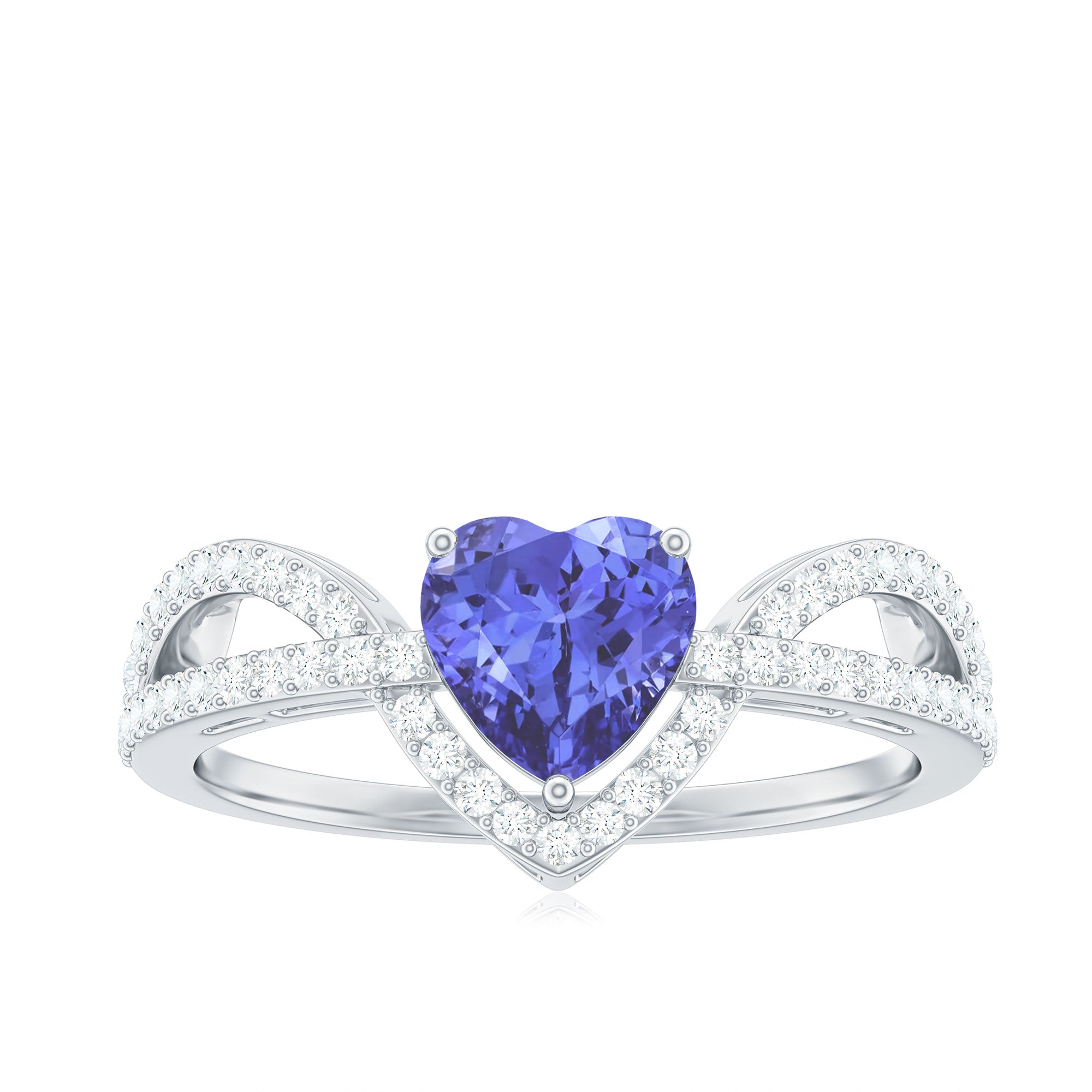 Heart Shape Tanzanite and Diamond Designer Engagement Ring AAA - Rosec Jewels
