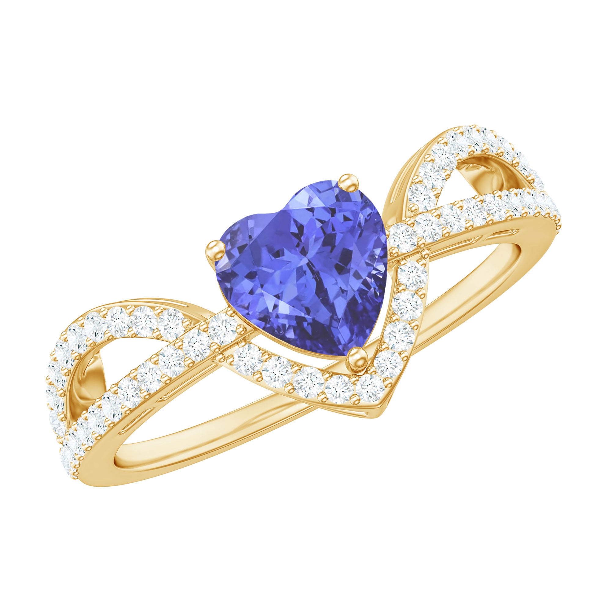 Heart Shape Tanzanite and Diamond Designer Engagement Ring AAA - Rosec Jewels