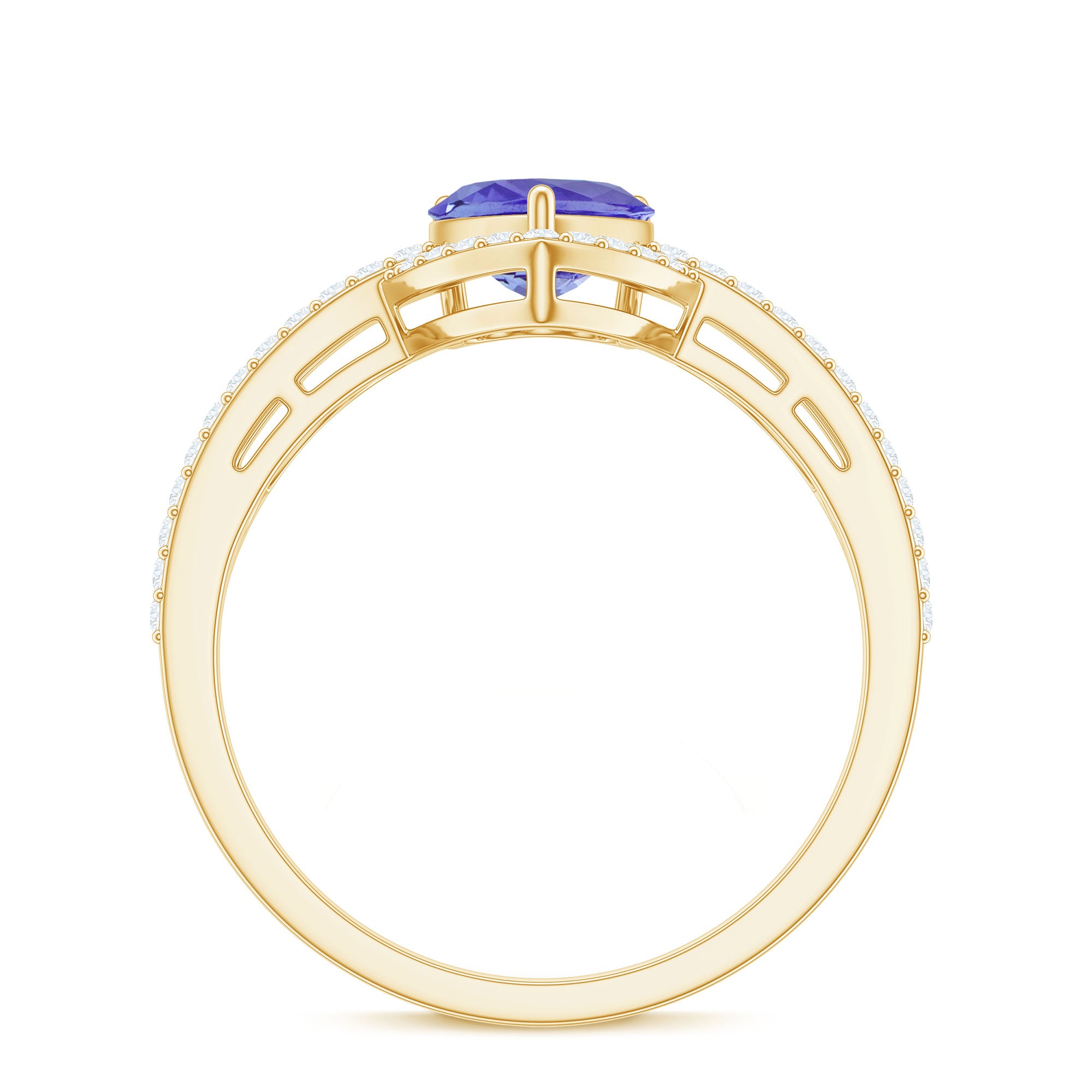 Heart Shape Tanzanite and Diamond Designer Engagement Ring AAA - Rosec Jewels
