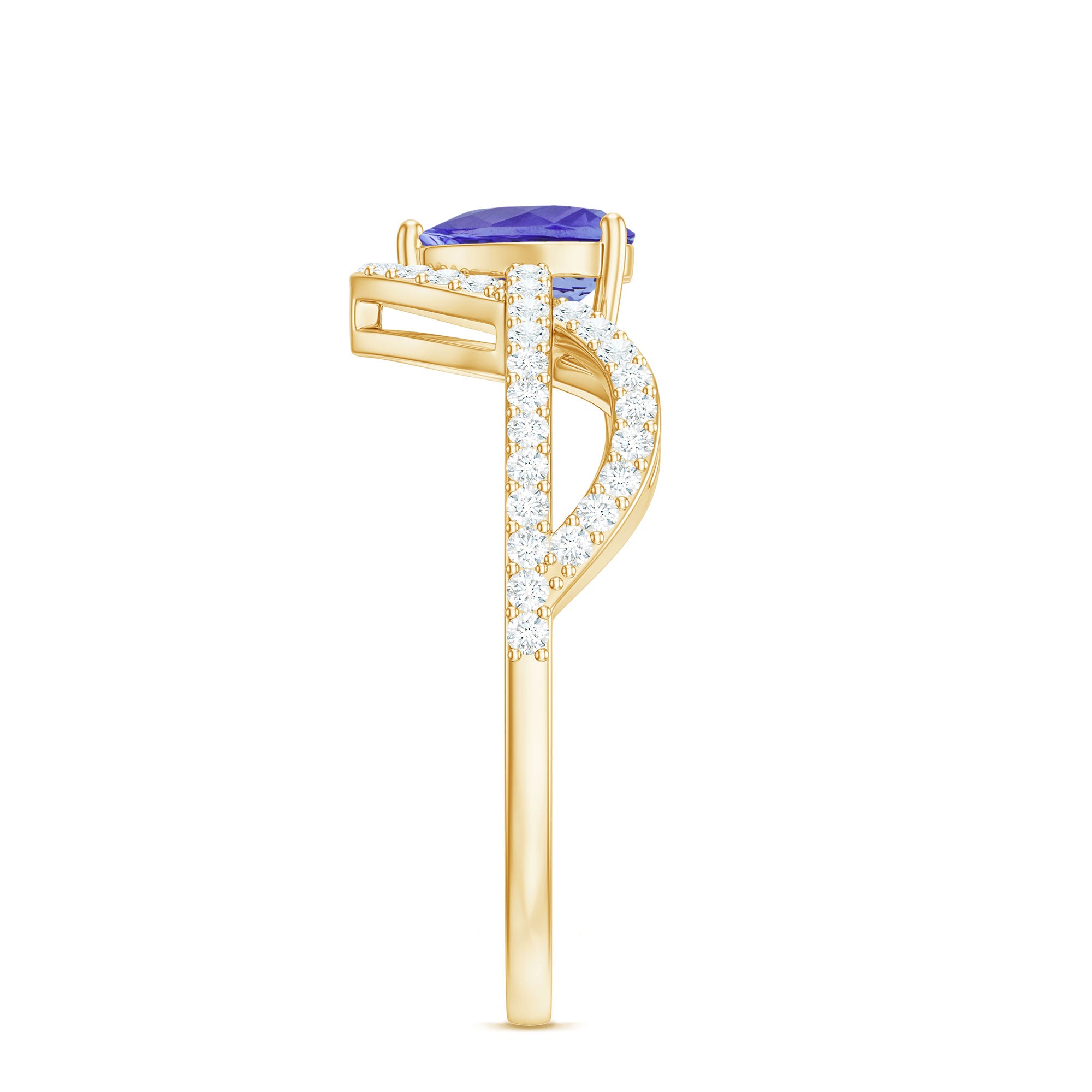 Heart Shape Tanzanite and Diamond Designer Engagement Ring AAA - Rosec Jewels