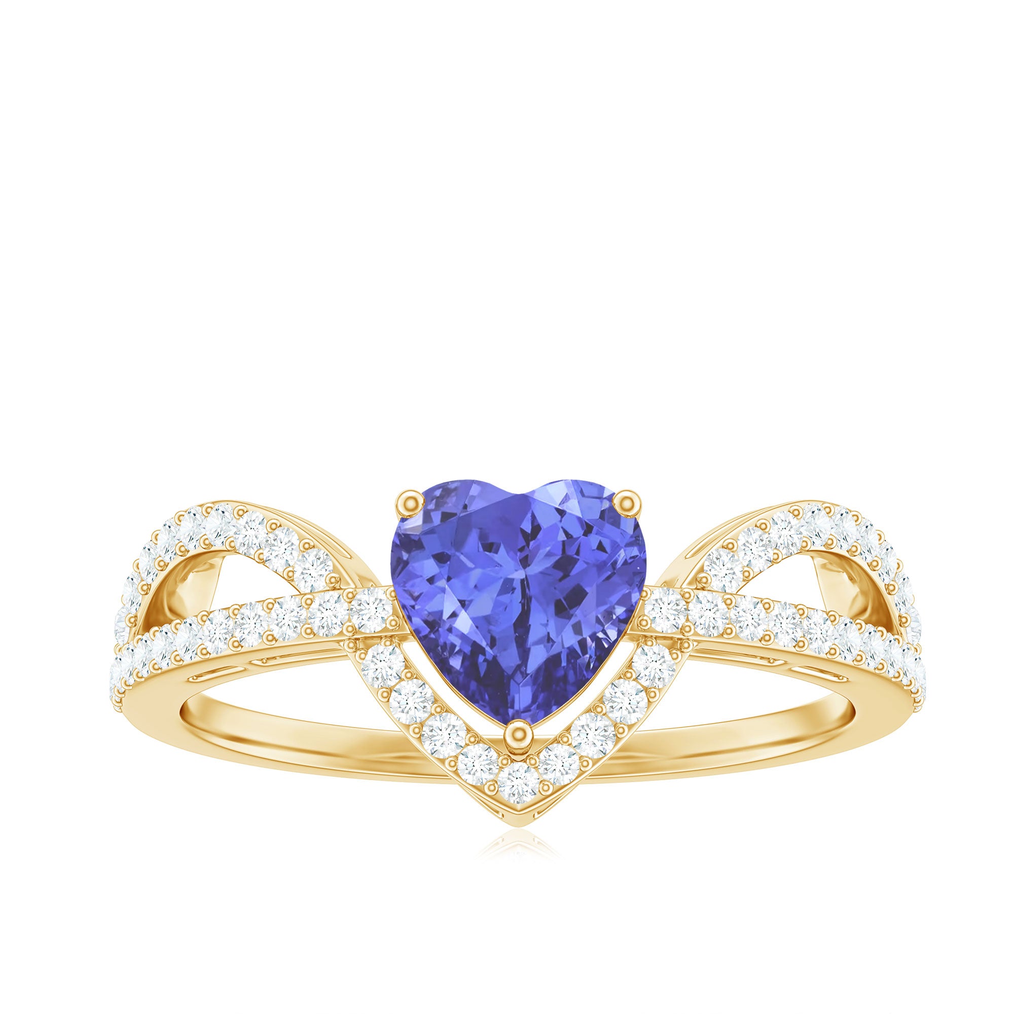 Heart Shape Tanzanite and Diamond Designer Engagement Ring AAA - Rosec Jewels