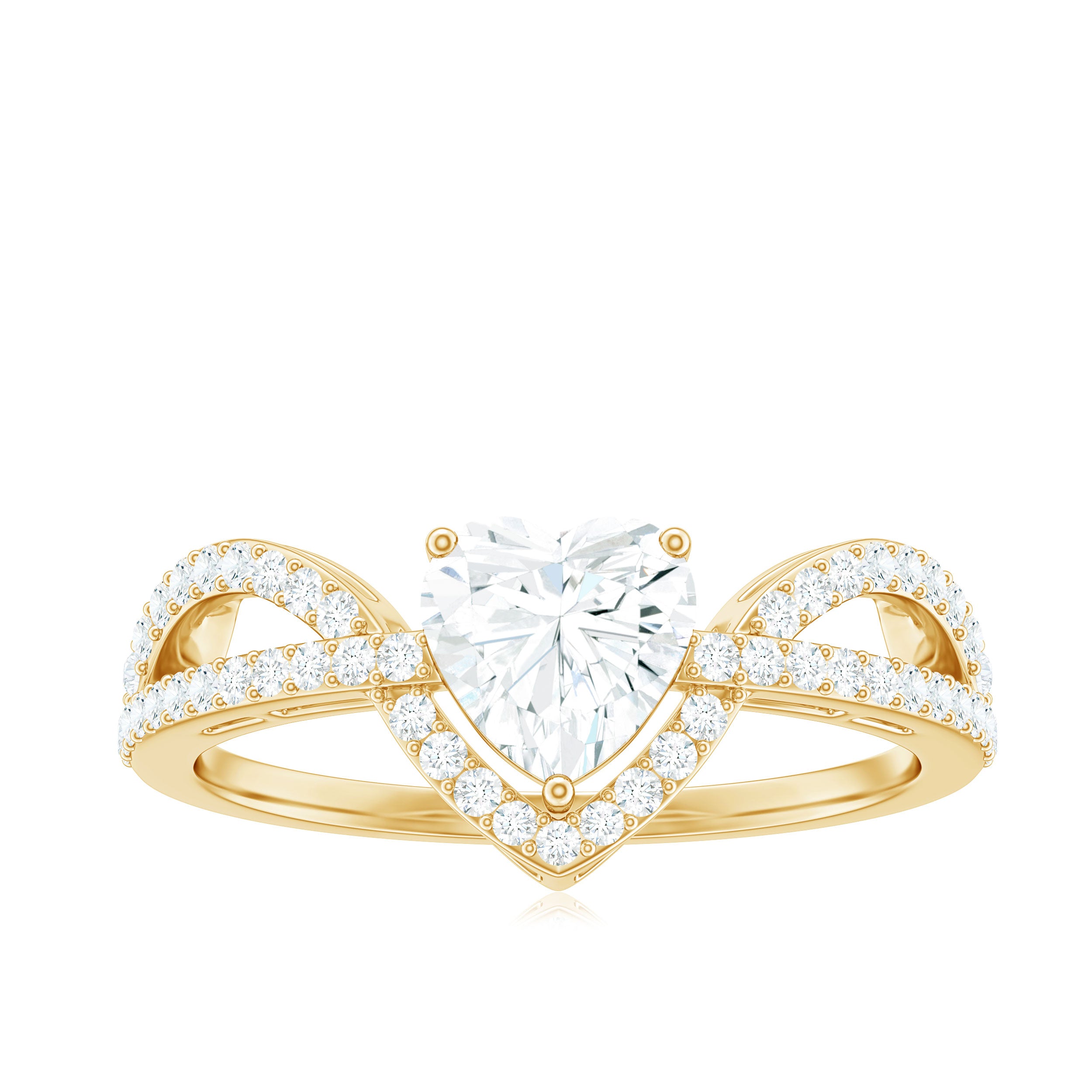 Heart Shaped Moissanite Designer Engagement Ring D-VS1 - Rosec Jewels