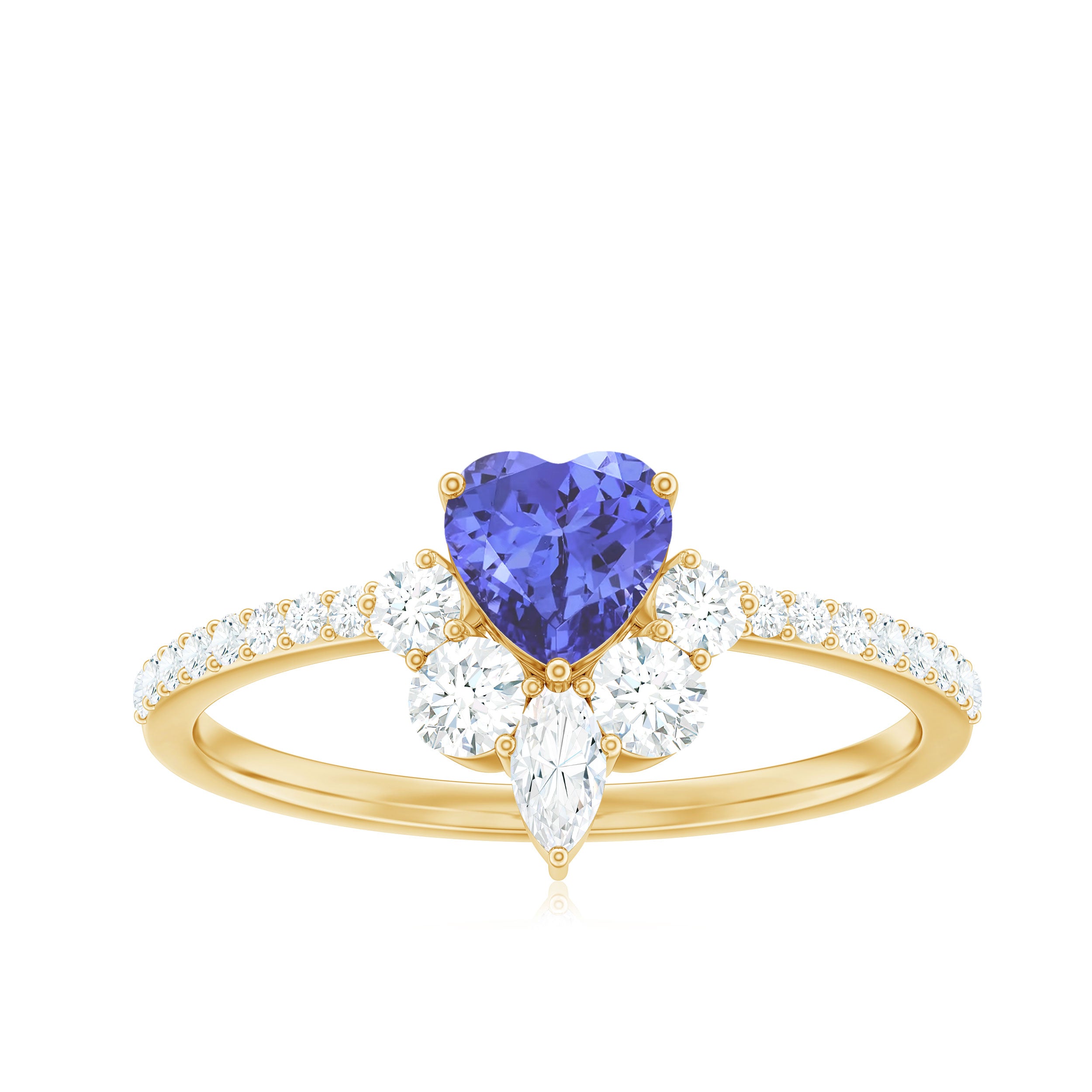 Natural Tanzanite Diamond Heart Promise Ring for Engagement AAA - Rosec Jewels