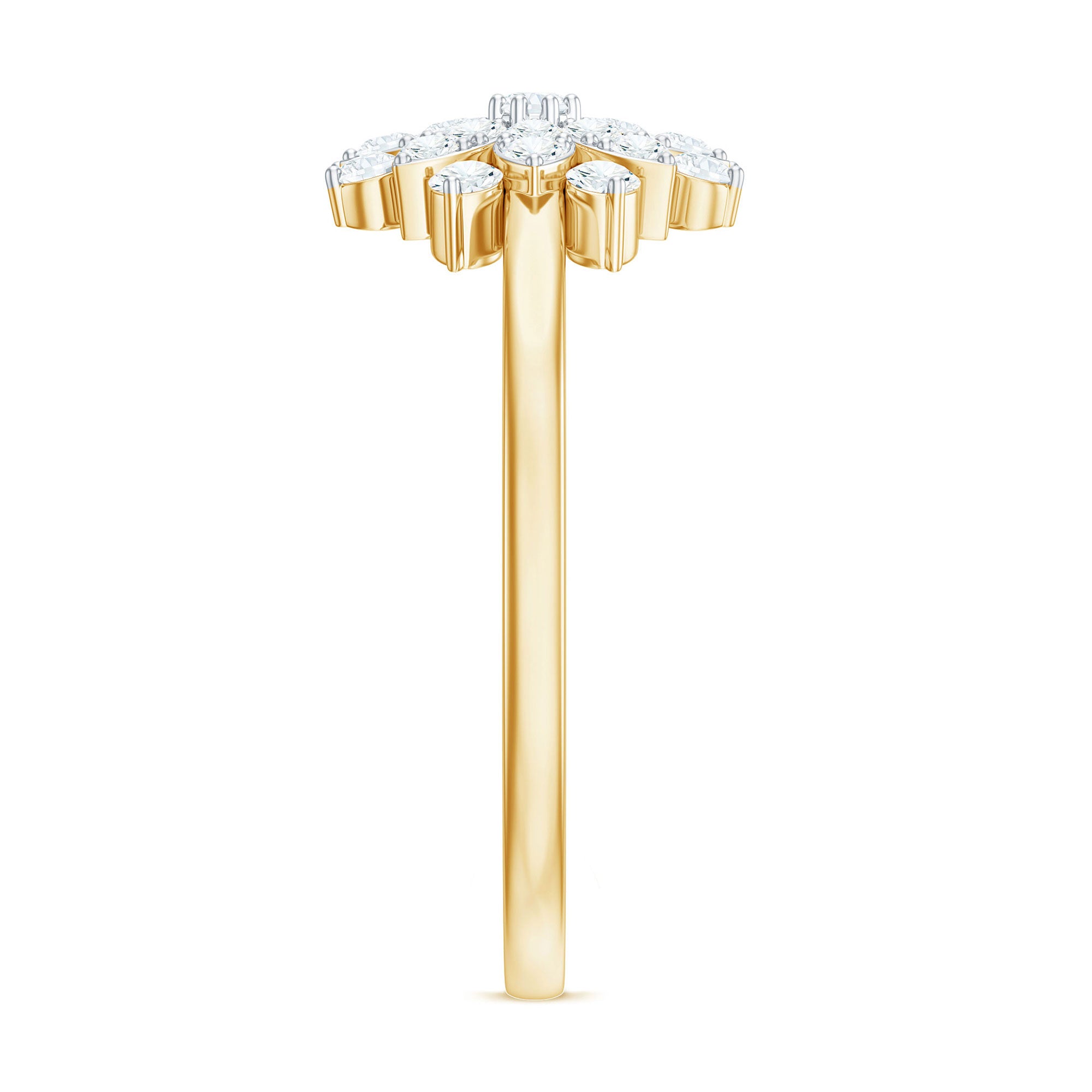 Certified Cubic Zirconia Flower Cluster Engagement Ring AAAA - Rosec Jewels