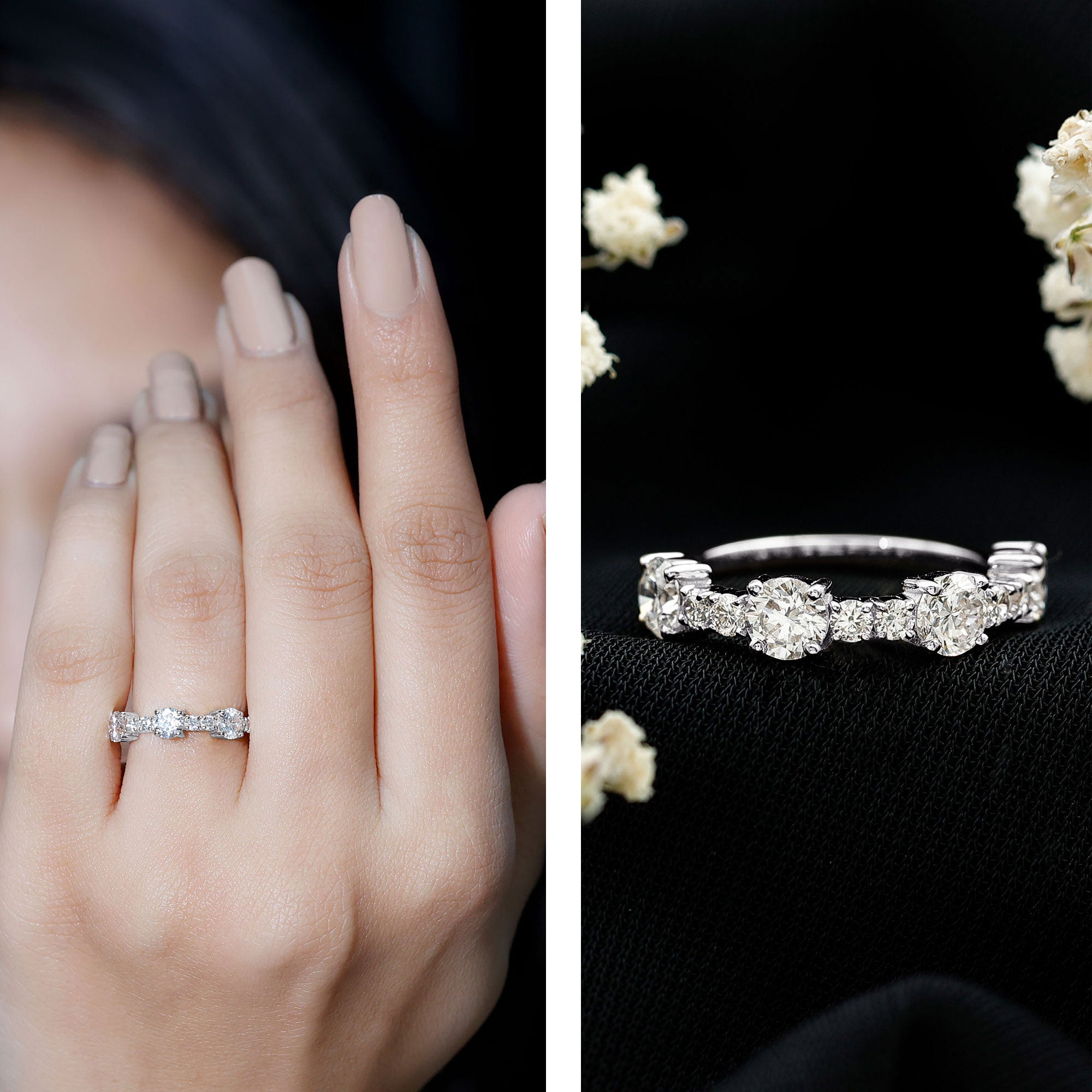 Cubic Zirconia Half Eternity Wedding Anniversary Ring AAAA - Rosec Jewels
