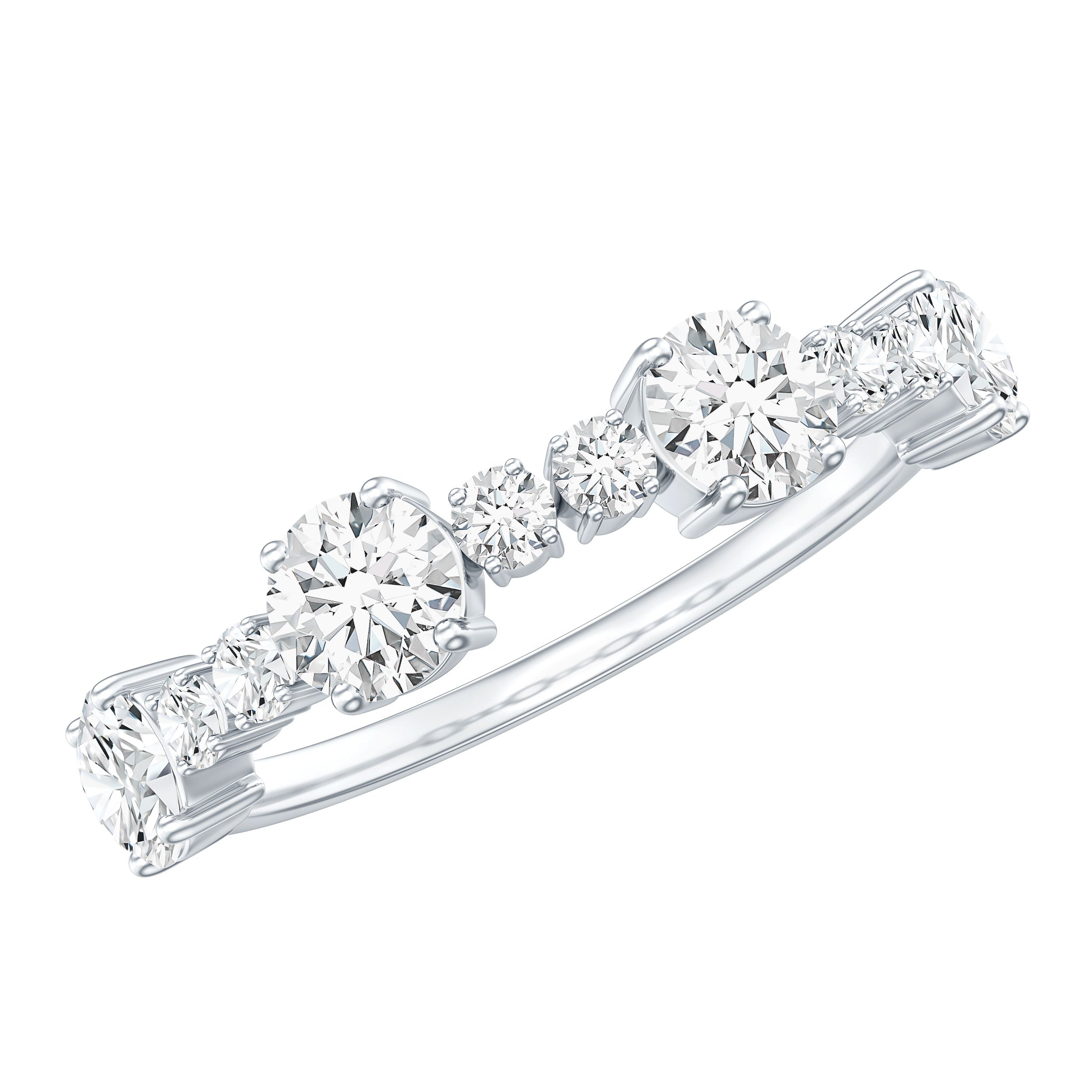 Round Moissanite Half Eternity Wedding Band