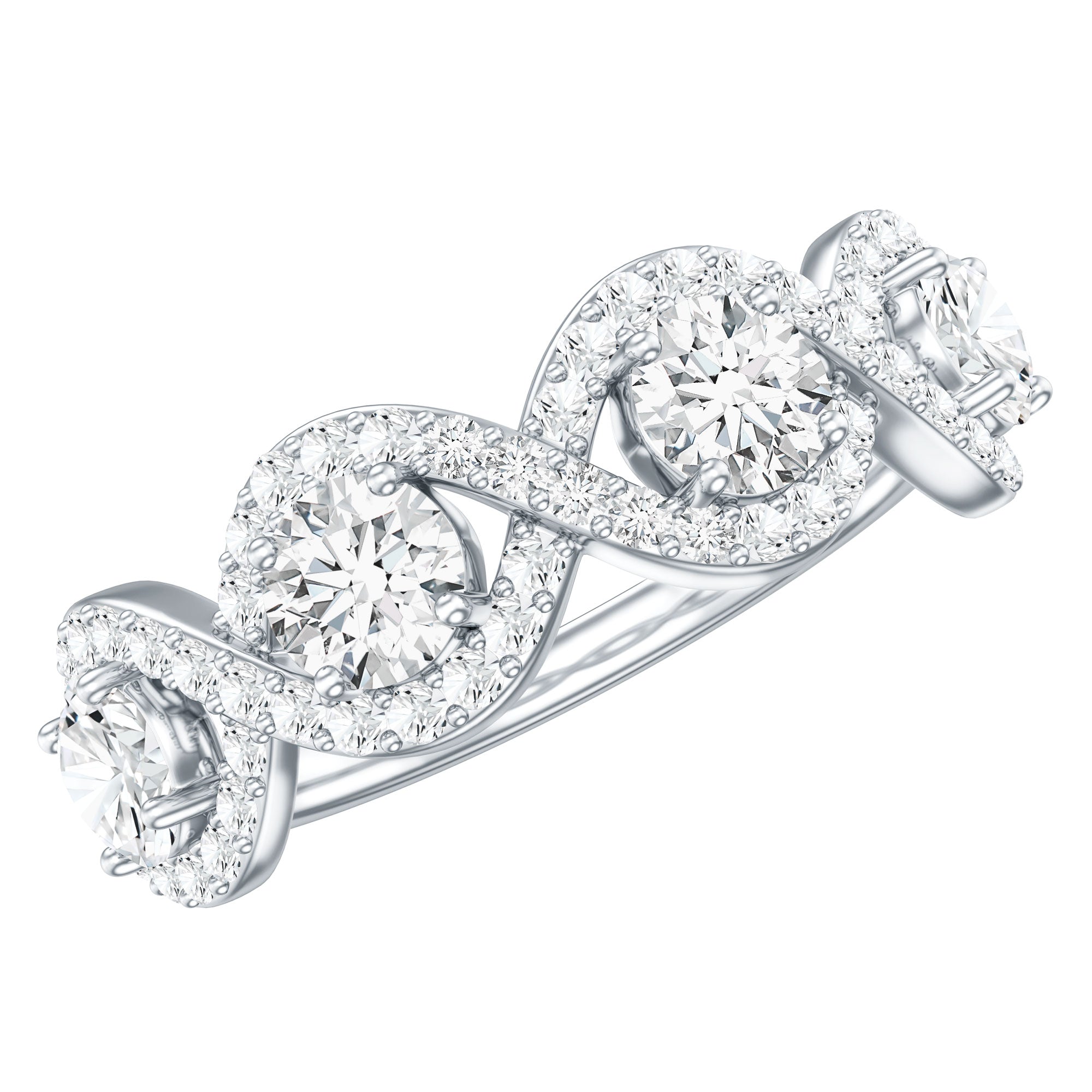 Cubic Zirconia Braided Half Eternity Band Ring AAAA - Rosec Jewels
